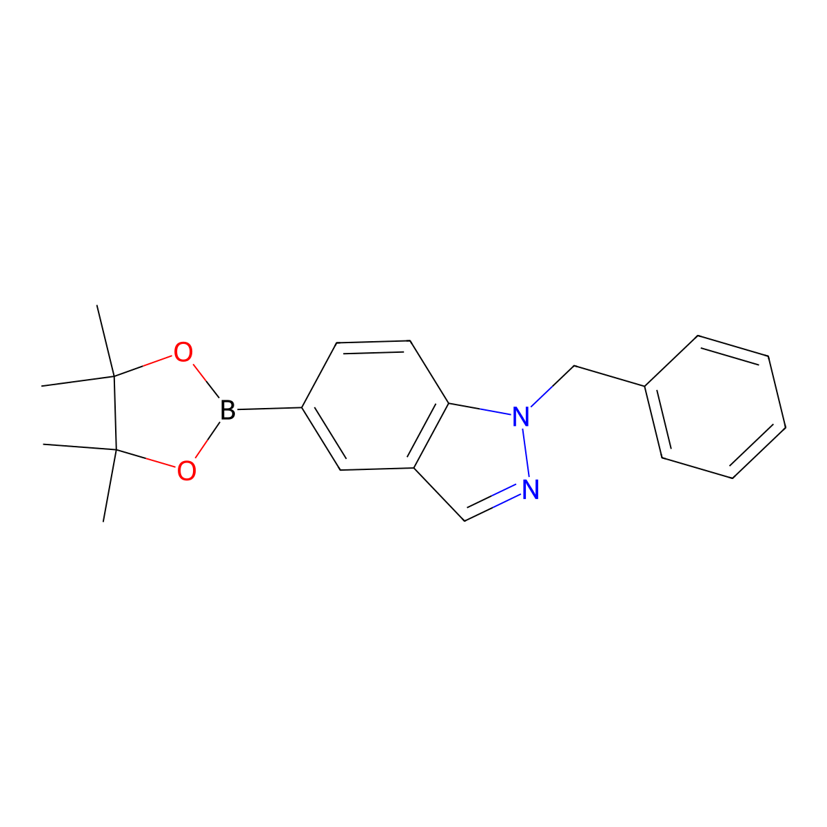 1-Benzyl-5-(4,4,5,5-tetramethyl-1,3,2-dioxaborolan-2-yl)indazole molecular structure, CAS 1430753-39-1