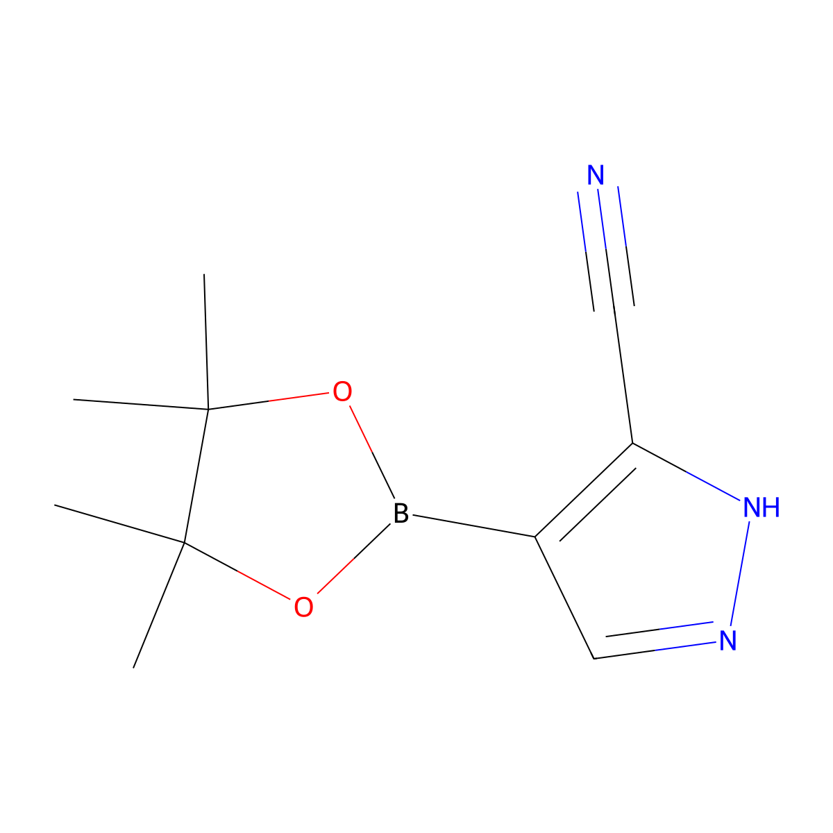 4-(4,4,5,5-Tetramethyl-1,3,2-dioxaborolan-2-yl)-1H-pyrazole-3-carbonitrile molecular structure, CAS 1430754-35-0
