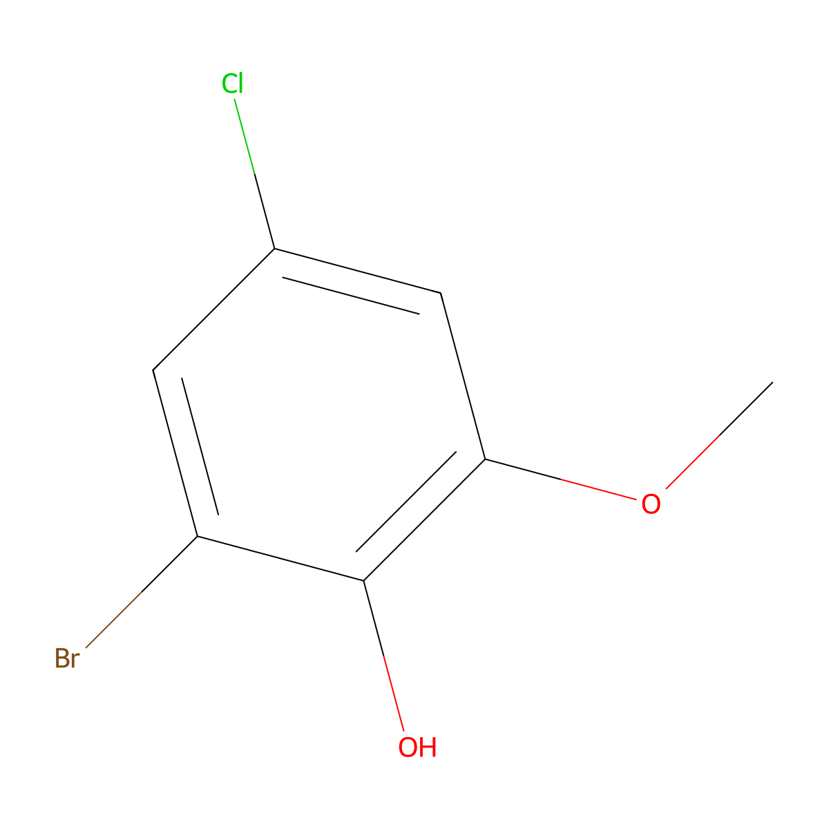 2-Bromo-4-chloro-6-methoxyphenol molecular structure, CAS 1430807-43-4