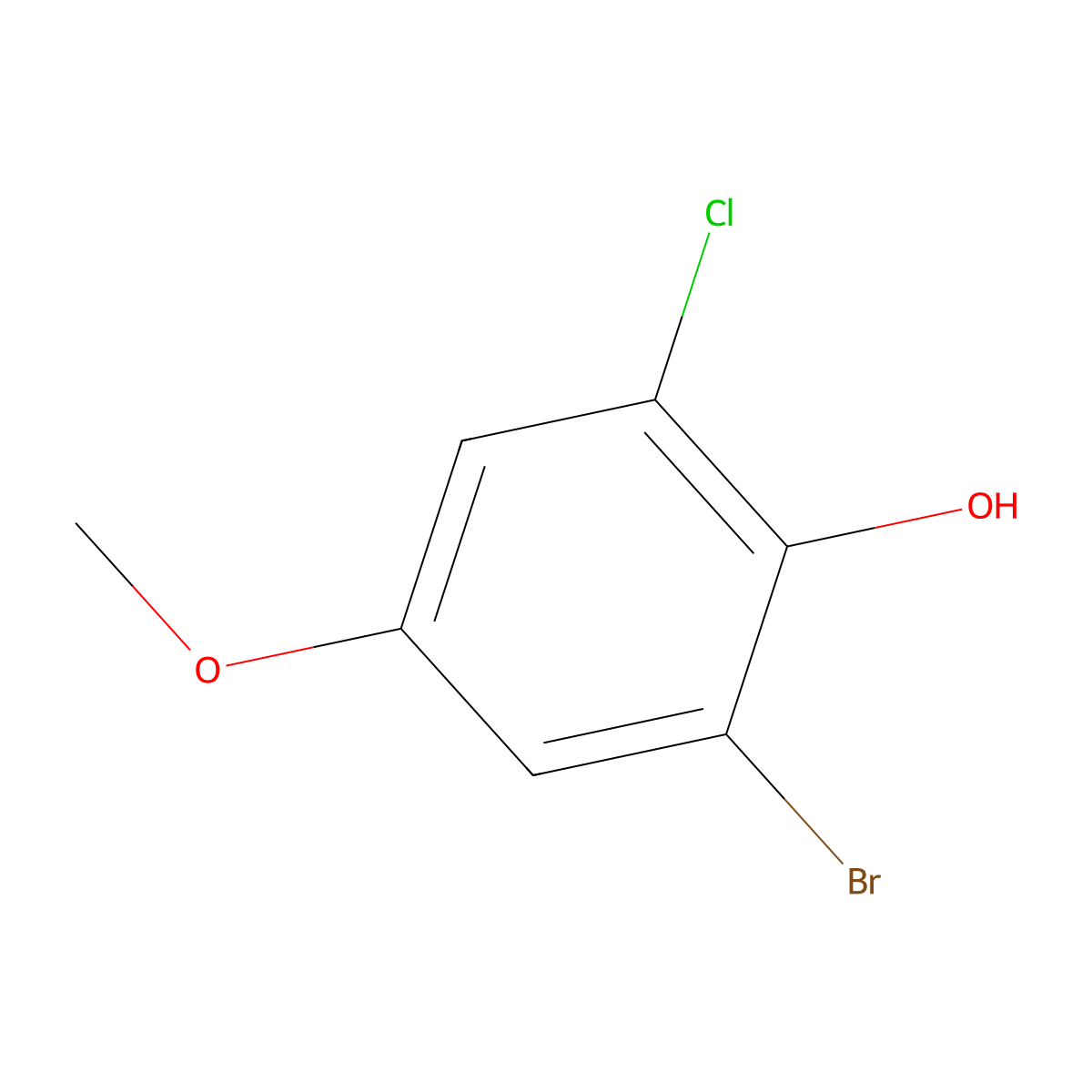 2-Bromo-6-chloro-4-methoxyphenol molecular structure, CAS 1430808-29-9