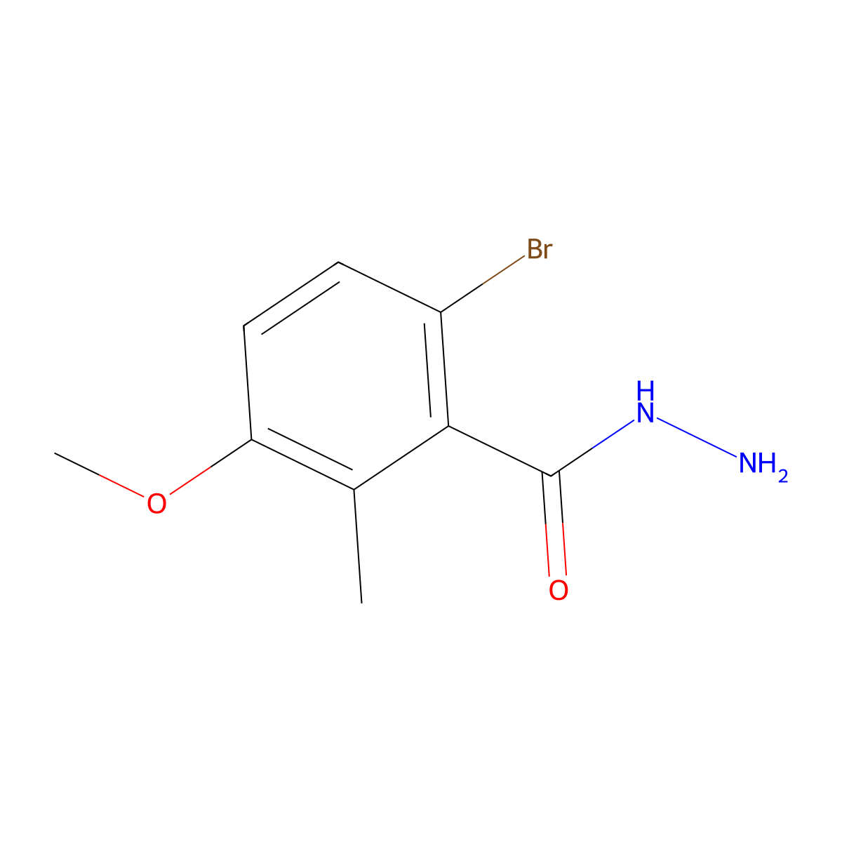 6-Bromo-3-methoxy-2-methylbenzohydrazide molecular structure, CAS 1430836-43-3