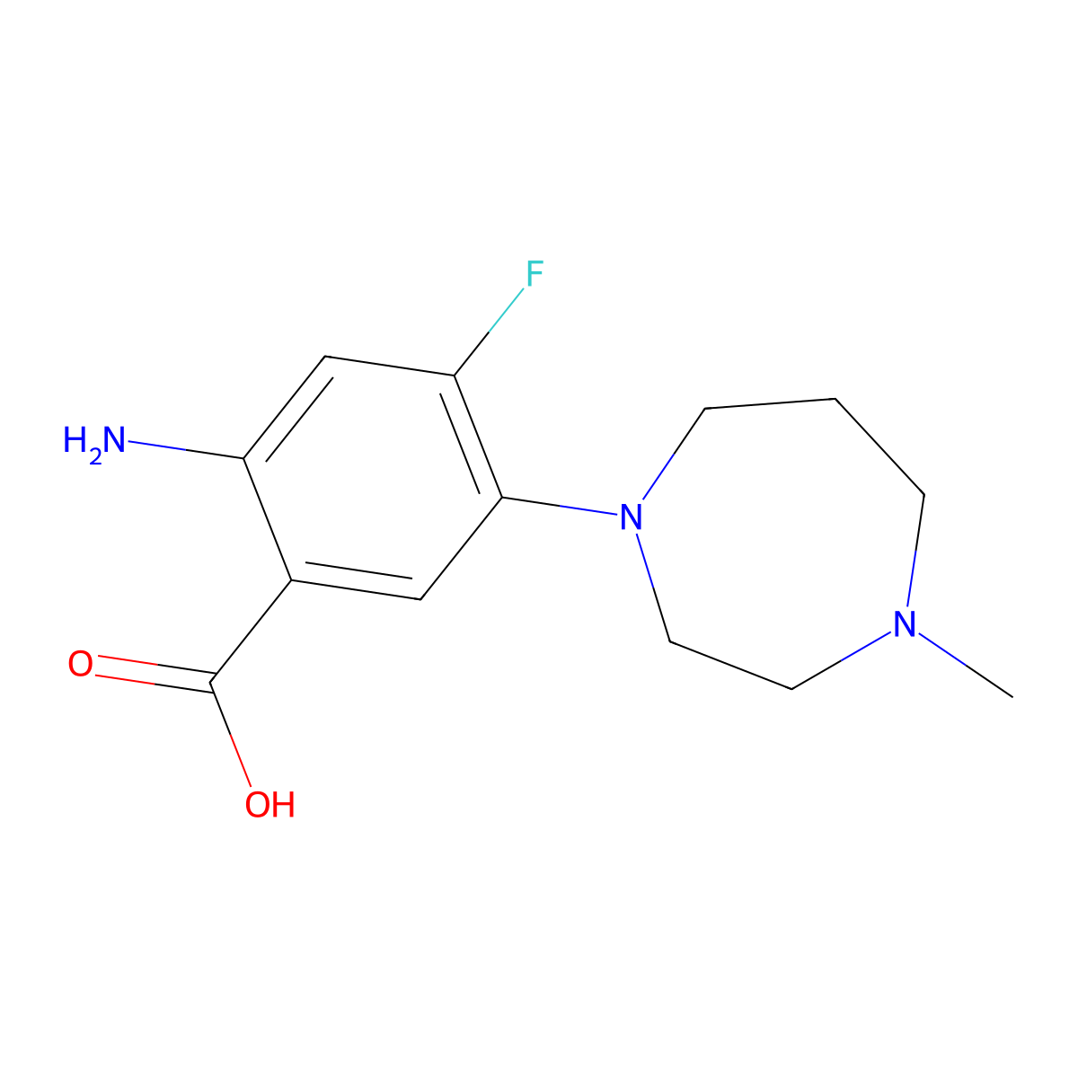 2-Amino-4-fluoro-5-(4-methyl-1,4-diazepan-1-yl)benzoic acid molecular structure, CAS 1430839-87-4