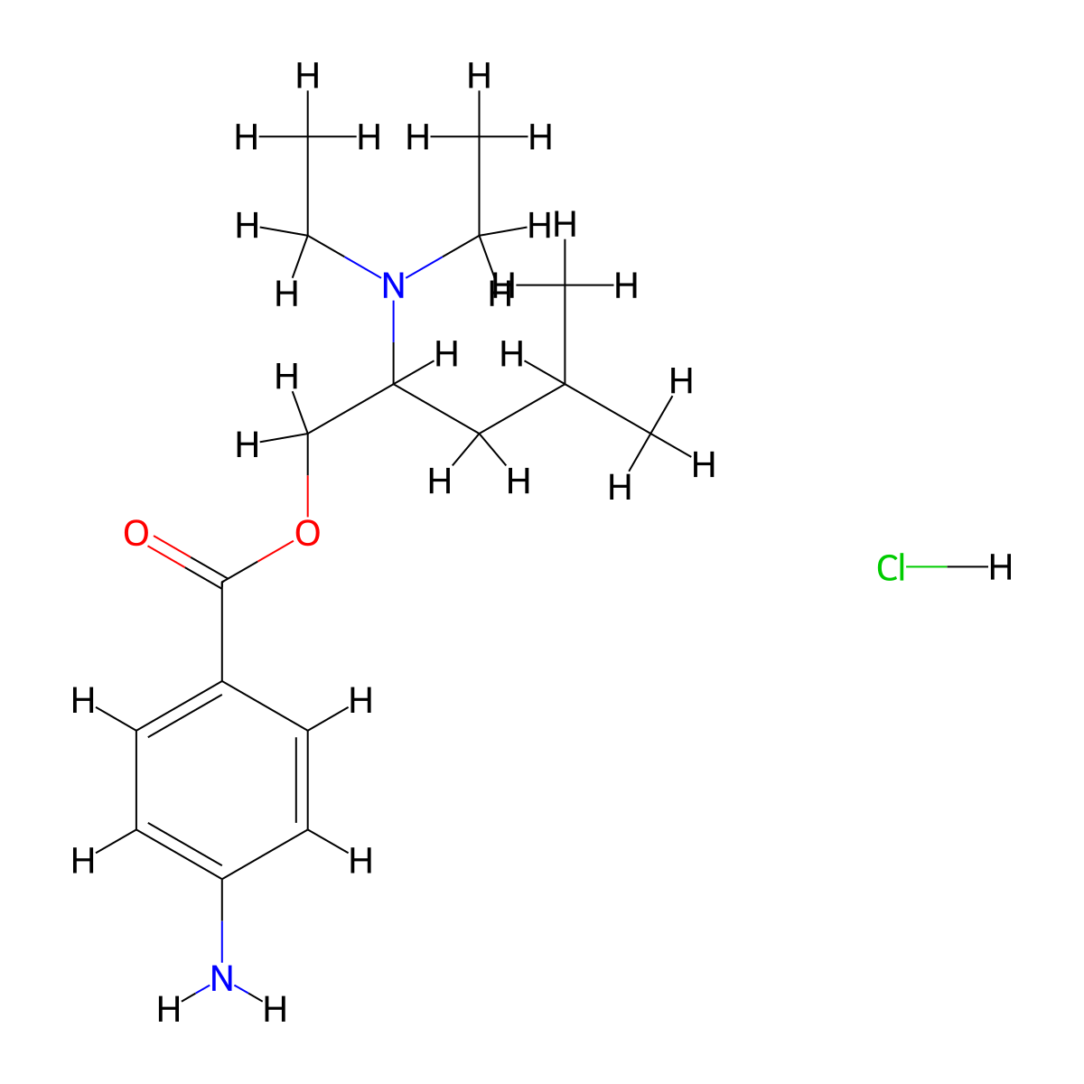 2-(Diethylamino)-4-methylpentyl 4-aminobenzoate--hydrogen chloride (1/1) molecular structure, CAS 14309-45-6