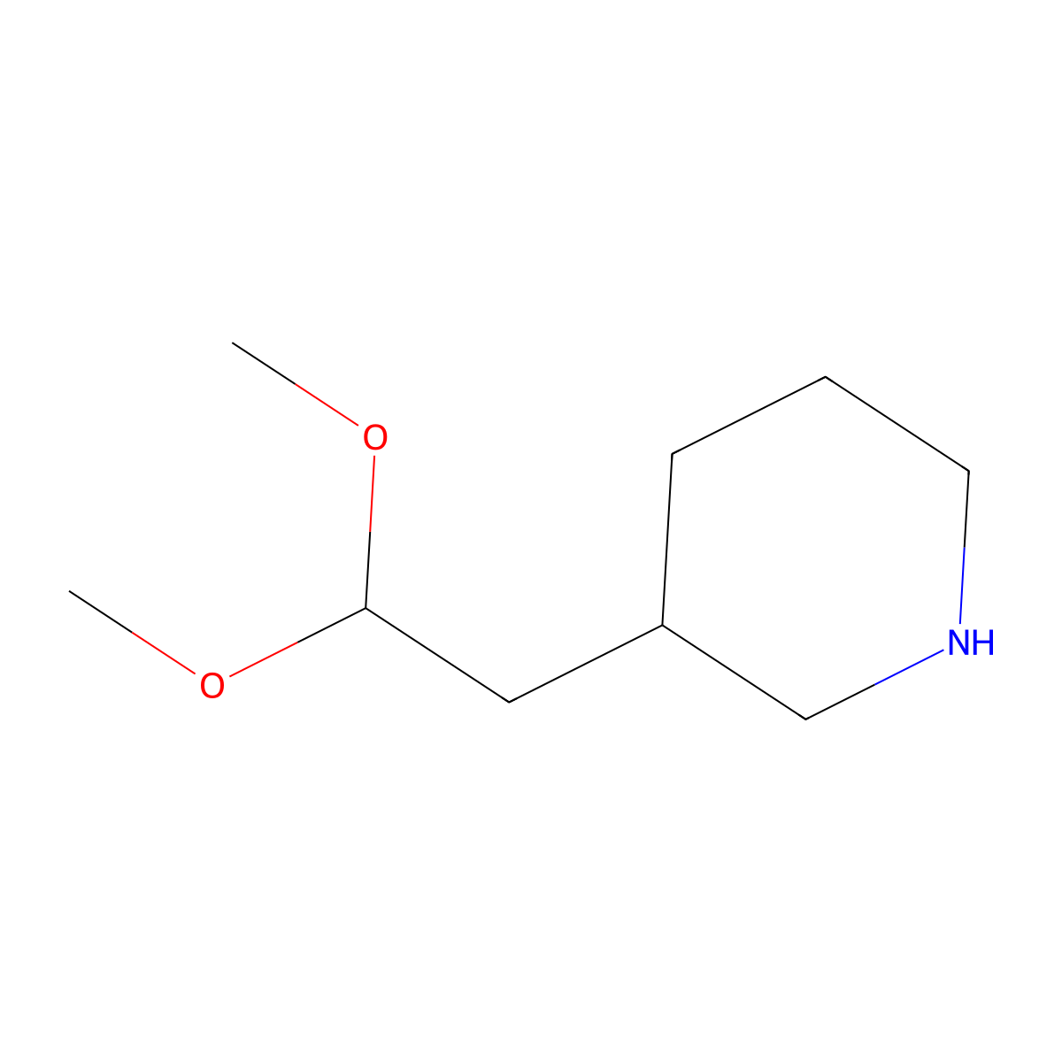 3-(2,2-Dimethoxyethyl)piperidine molecular structure, CAS 14309-67-2