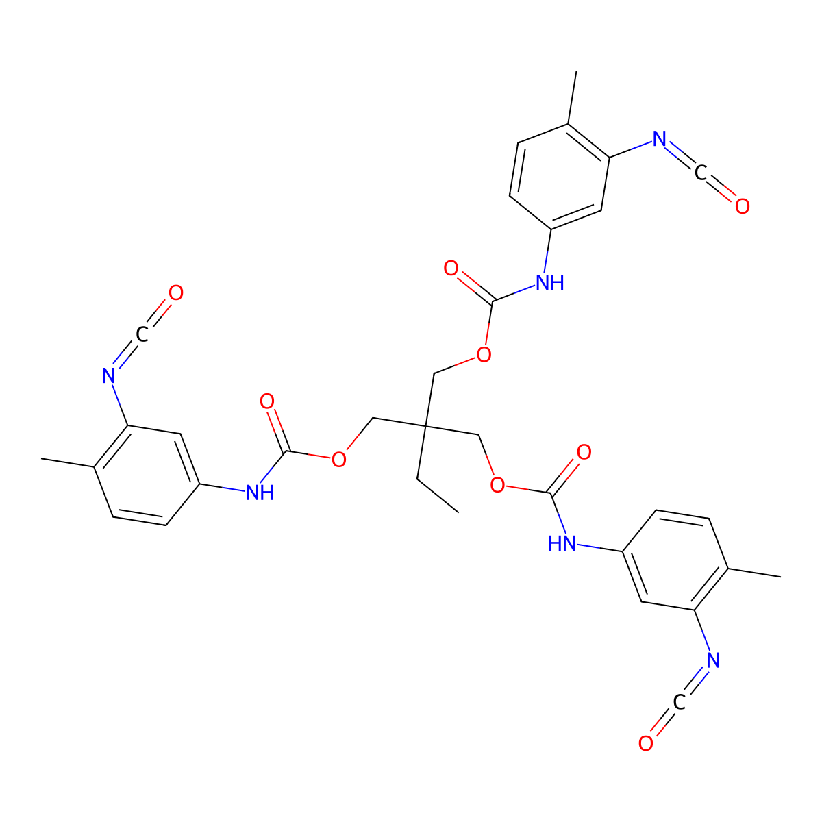Trimethylolpropane tris((3-isocyanato-4-methylphenyl)carbamate) molecular structure, CAS 1431-54-5