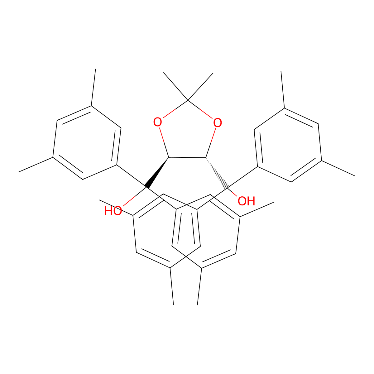 ((4S,5S)-2,2-Dimethyl-1,3-dioxolane-4,5-diyl)bis(bis(3,5-dimethylphenyl)methanol) molecular structure, CAS 143101-86-4