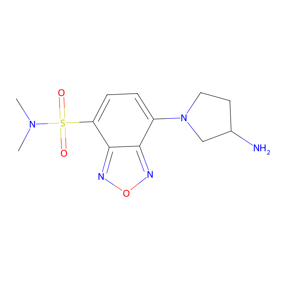 (S)-(+)-DBD-APy (=(S)-(+)-4-(N,N-Dimethylaminosulfonyl)-7-(3-aminopyrrolidin-1-yl)-2,1,3-benzoxadiazole) (HPLC Labeling Reagent for e.e. Determination) molecular structure, CAS 143112-50-9