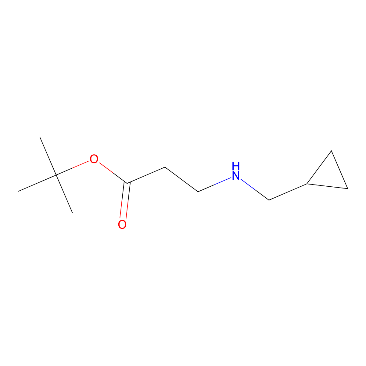 Tert-butyl 3-[(cyclopropylmethyl)amino]propanoate molecular structure, CAS 1431159-54-4