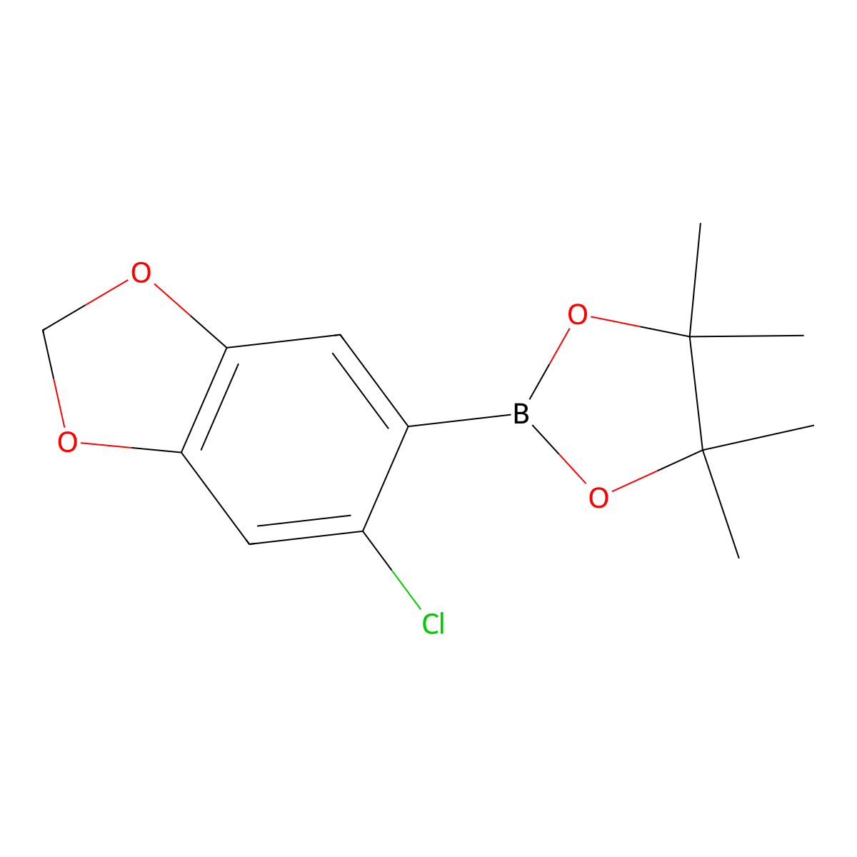 2-(6-Chloro-1,3-dioxaindan-5-yl)-4,4,5,5-tetramethyl-1,3,2-dioxaborolane molecular structure, CAS 1431163-02-8