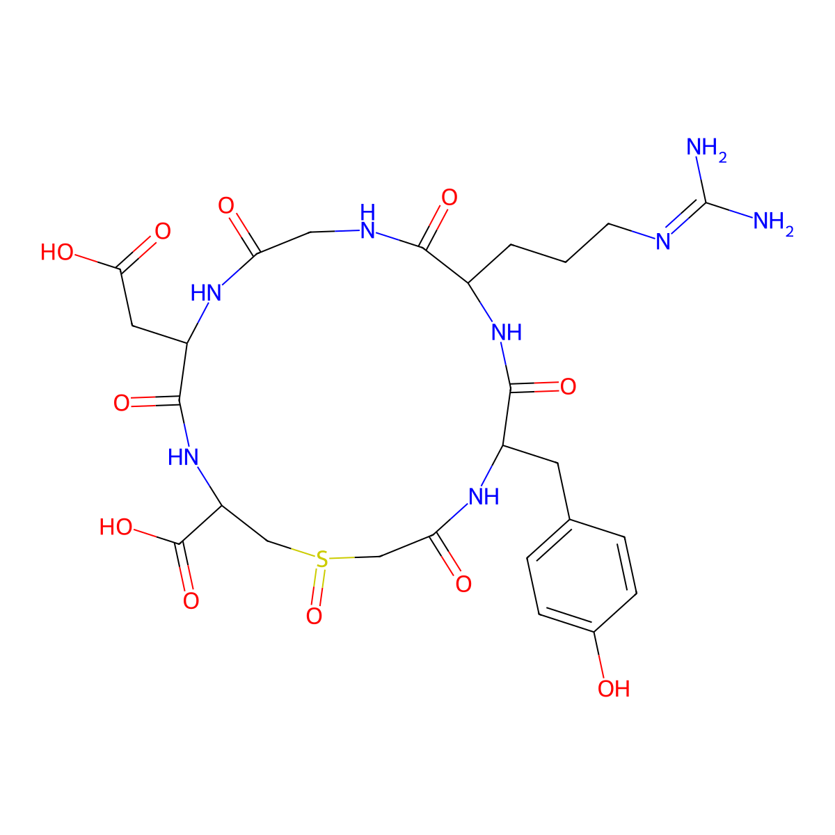 (3R,6S,12S,15R)-6-(Carboxymethyl)-12-[3-(diaminomethylideneamino)propyl]-15-[(4-hydroxyphenyl)methyl]-1,5,8,11,14,17-hexaoxo-1lambda4-thia-4,7,10,13,16-pentazacyclooctadecane-3-carboxylic acid molecular structure, CAS 143120-27-8