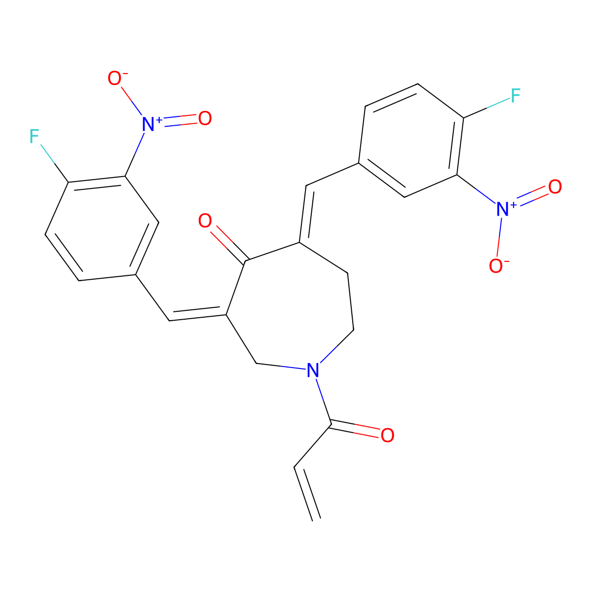 1-Acryloyl-3,5-bis(4-fluoro-3-nitrobenzylidene)azepan-4-one molecular structure, CAS 1431280-51-1