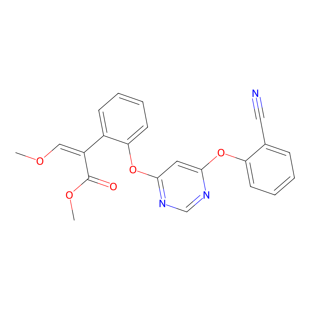 methyl (Z)-2-(2-(6-(2-cyanophenoxy)pyrimidin-4-yl)oxyphenyl)-3-methoxyprop-2-enoate molecular structure, CAS 143130-94-3