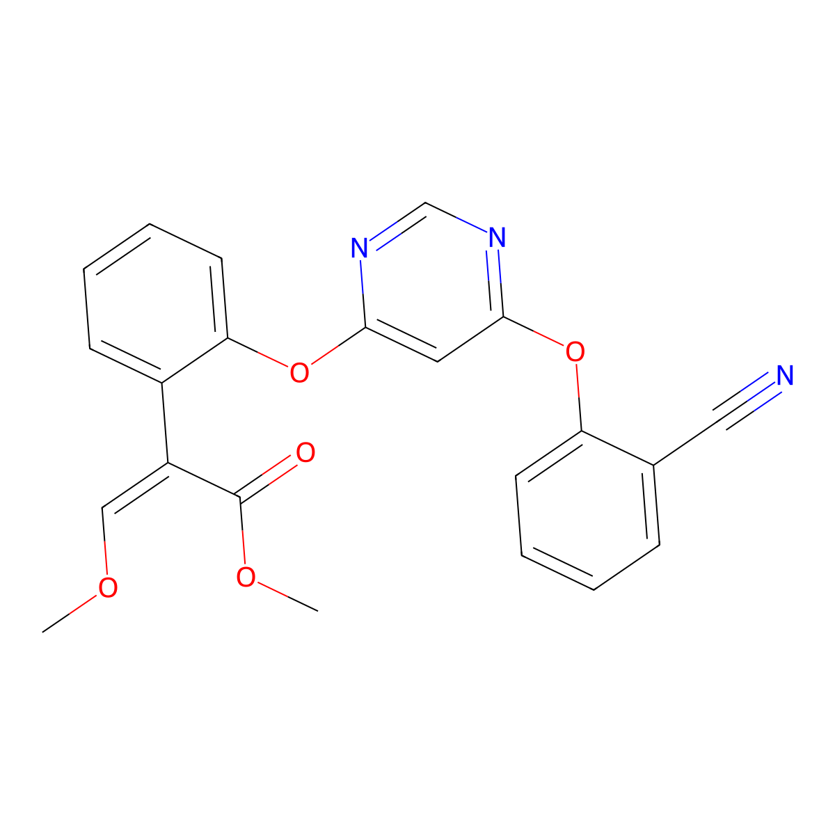 methyl (Z)-2-(2-(6-(2-cyanophenoxy)pyrimidin-4-yl)oxyphenyl)-3-methoxyprop-2-enoate molecular structure, CAS 143130-94-3
