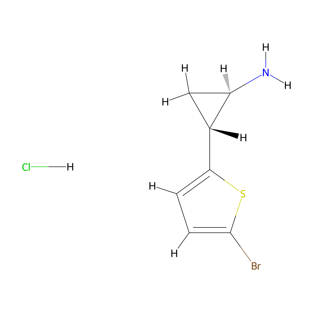 rac-(1R,2R)-2-(5-bromothiophen-2-yl)cyclopropan-1-amine hydrochloride molecular structure, CAS 1431304-51-6