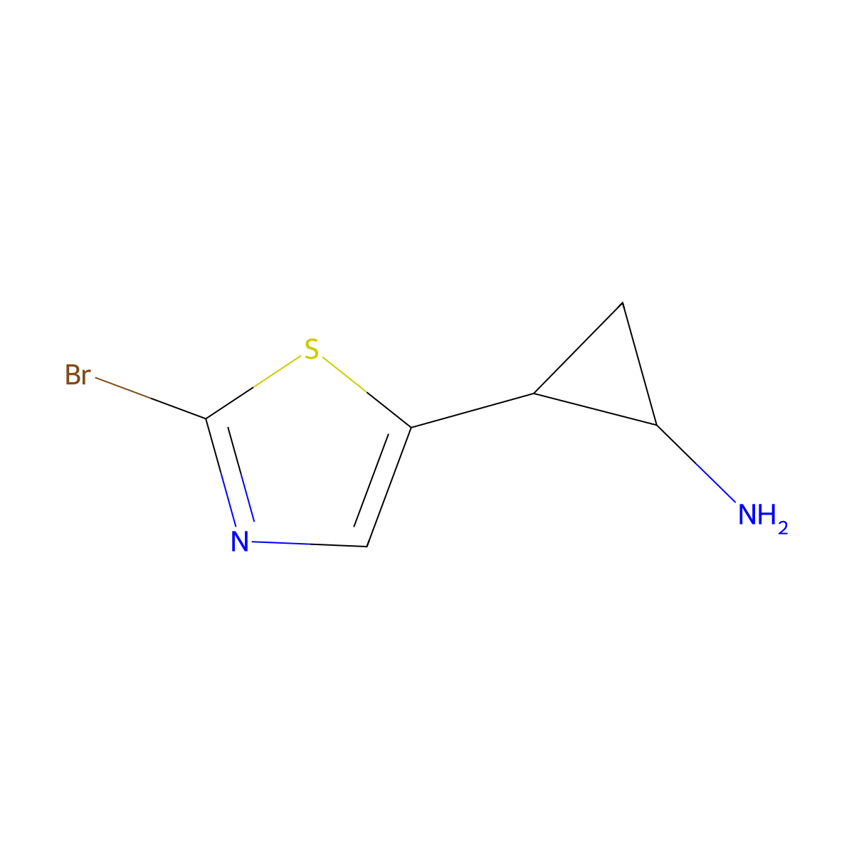 (1S,2S)-2-(2-bromo-1,3-thiazol-5-yl)cyclopropan-1-amine molecular structure, CAS 1431304-52-7