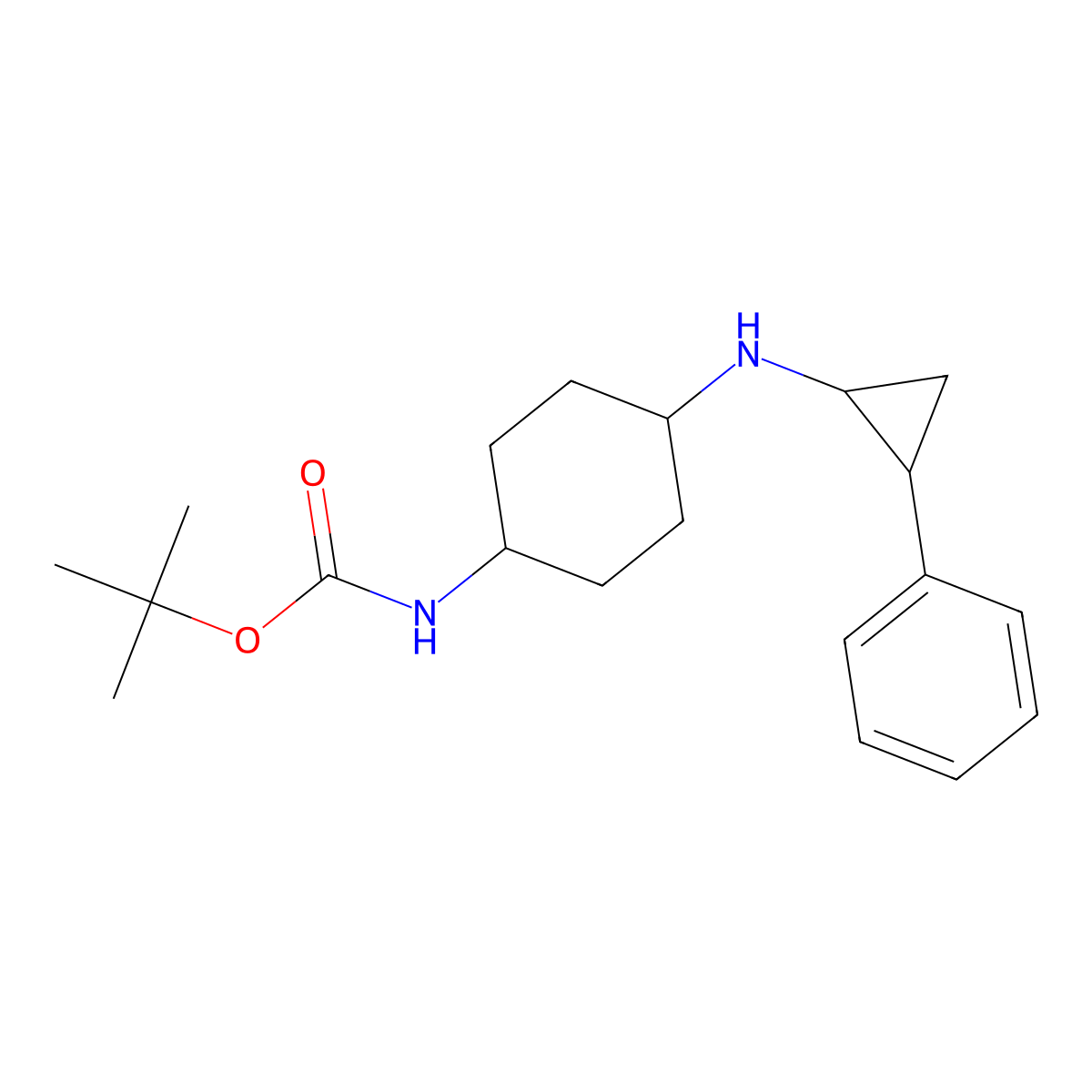 tert-Butyl (4-(((1R,2S)-2-phenylcyclopropyl)amino)cyclohexyl)carbamate molecular structure, CAS 1431304-60-7