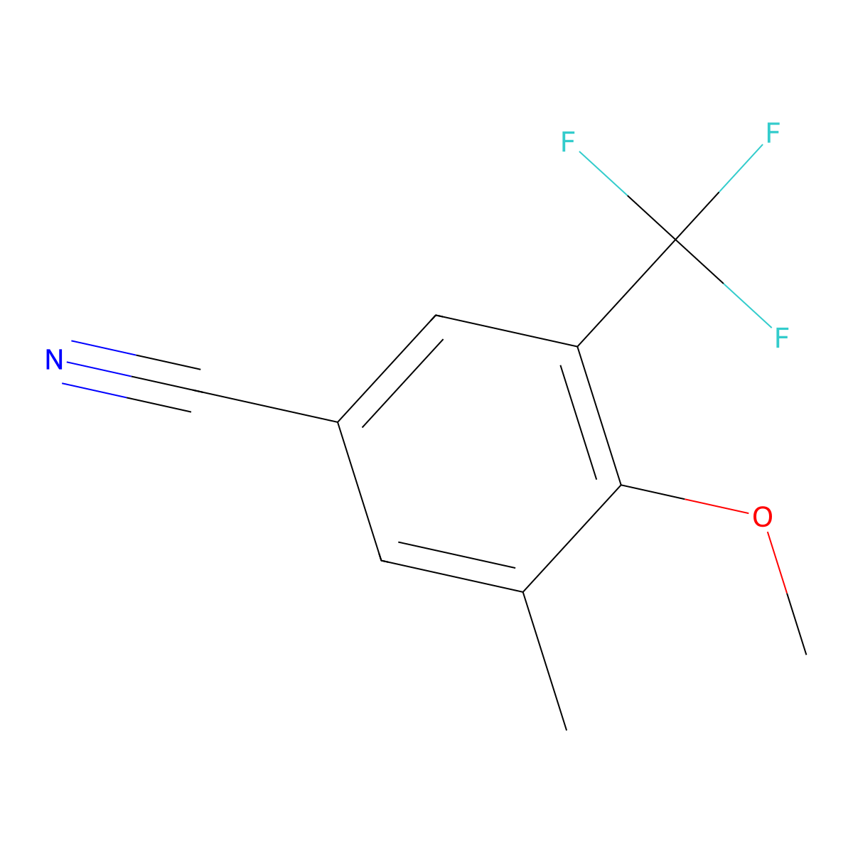 4-Methoxy-3-methyl-5-(trifluoromethyl)benzonitrile molecular structure, CAS 1431329-59-7