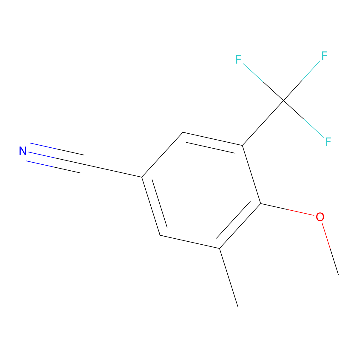 4-Methoxy-3-methyl-5-(trifluoromethyl)benzonitrile molecular structure, CAS 1431329-59-7