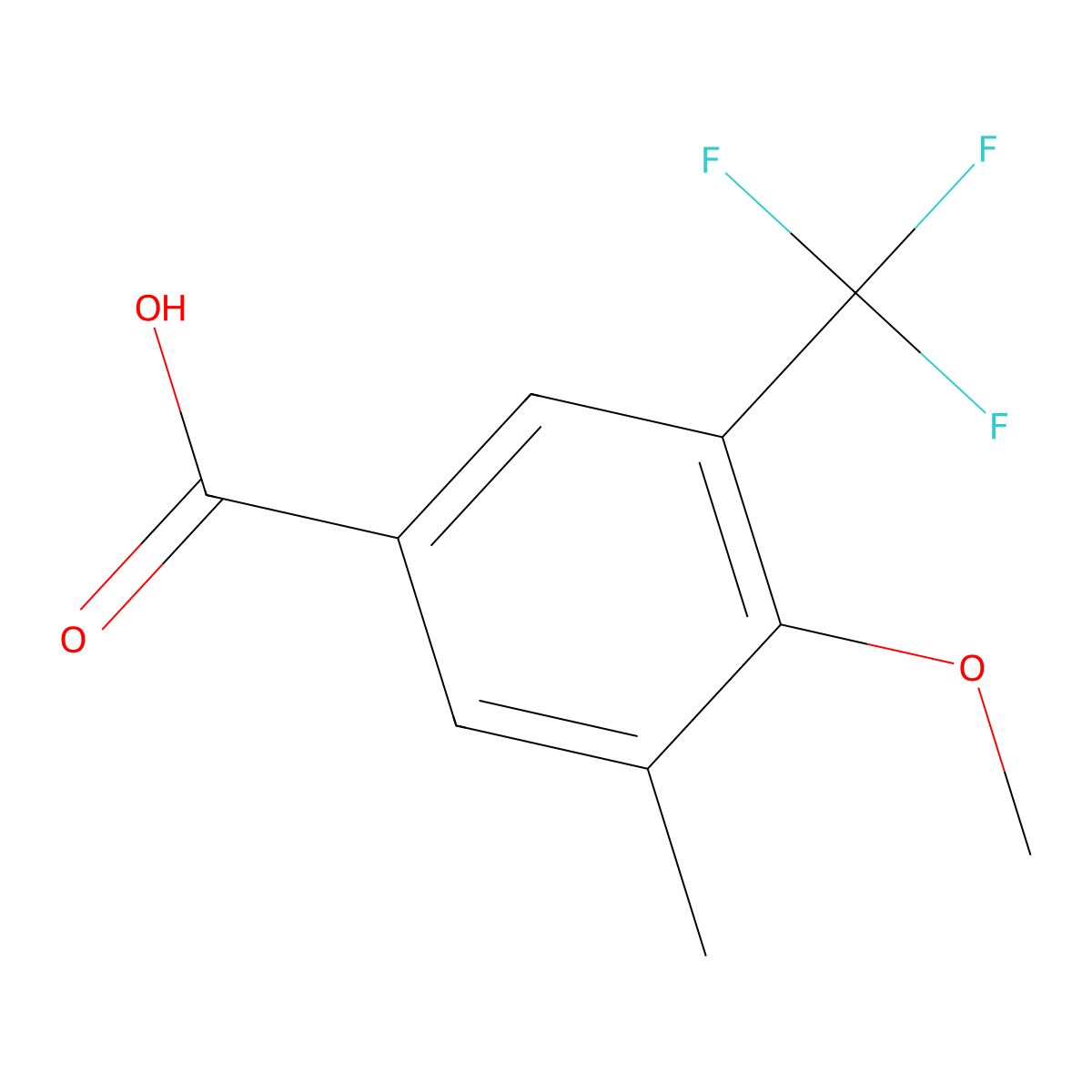 4-Methoxy-3-methyl-5-(trifluoromethyl)benzoic acid molecular structure, CAS 1431329-61-1