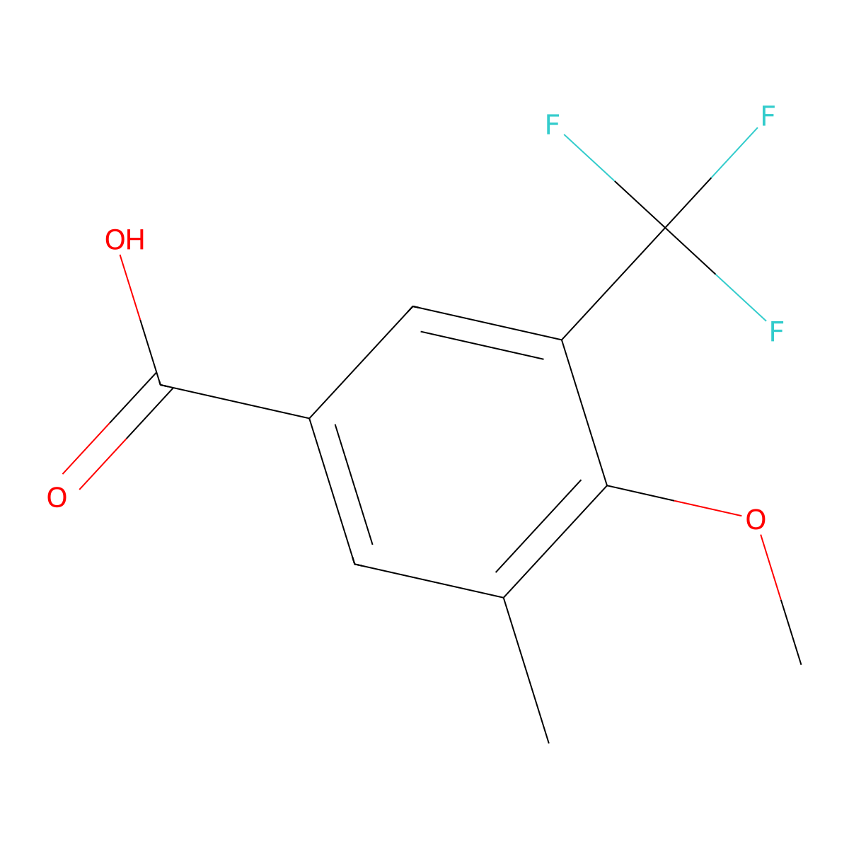 4-Methoxy-3-methyl-5-(trifluoromethyl)benzoic acid molecular structure, CAS 1431329-61-1