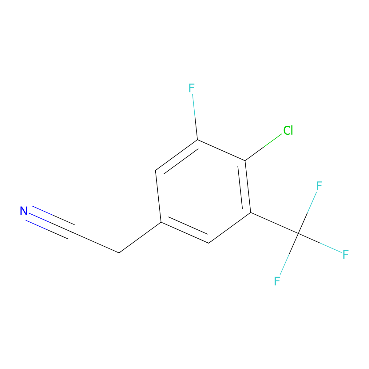 4-Chloro-3-fluoro-5-(trifluoromethyl)phenylacetonitrile molecular structure, CAS 1431329-62-2