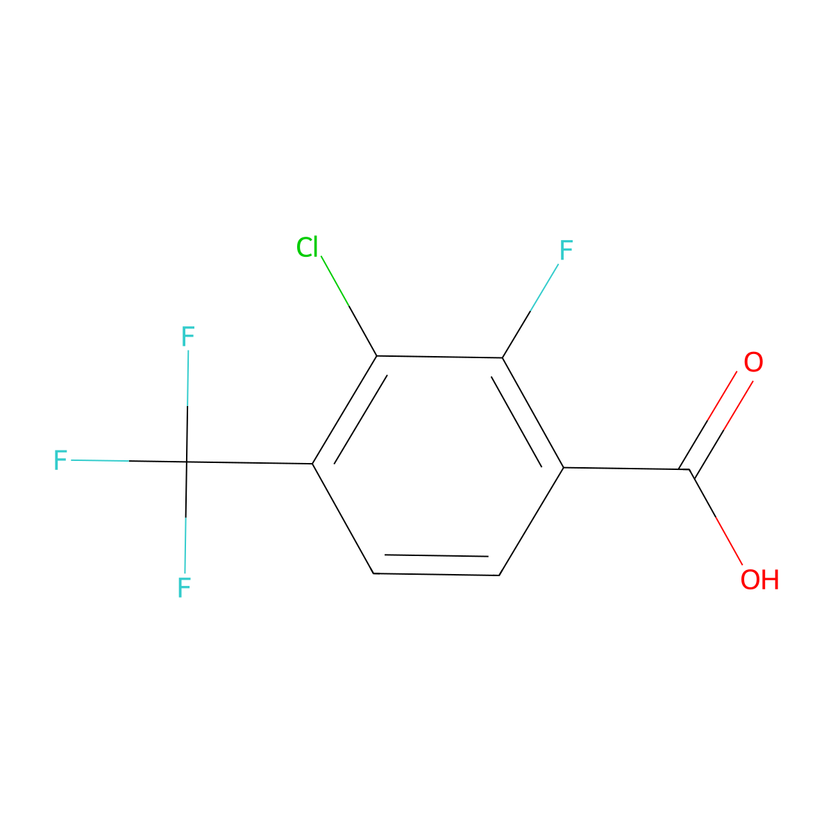3-Chloro-2-fluoro-4-(trifluoromethyl)benzoic acid molecular structure, CAS 1431329-63-3