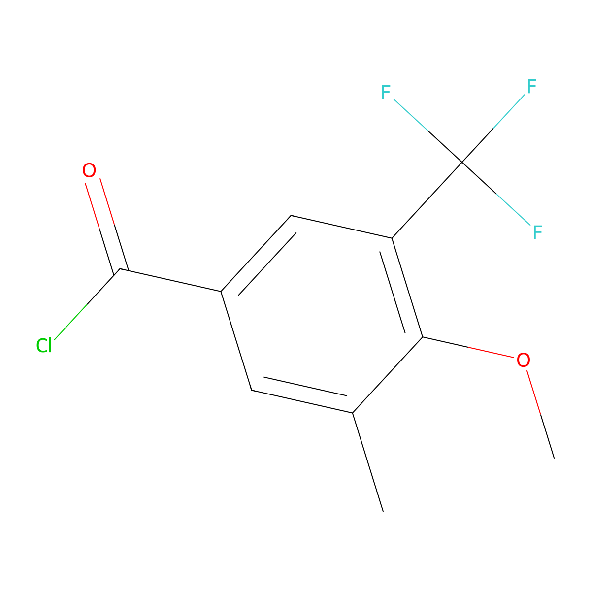 4-Methoxy-3-methyl-5-(trifluoromethyl)benzoyl chloride molecular structure, CAS 1431329-64-4