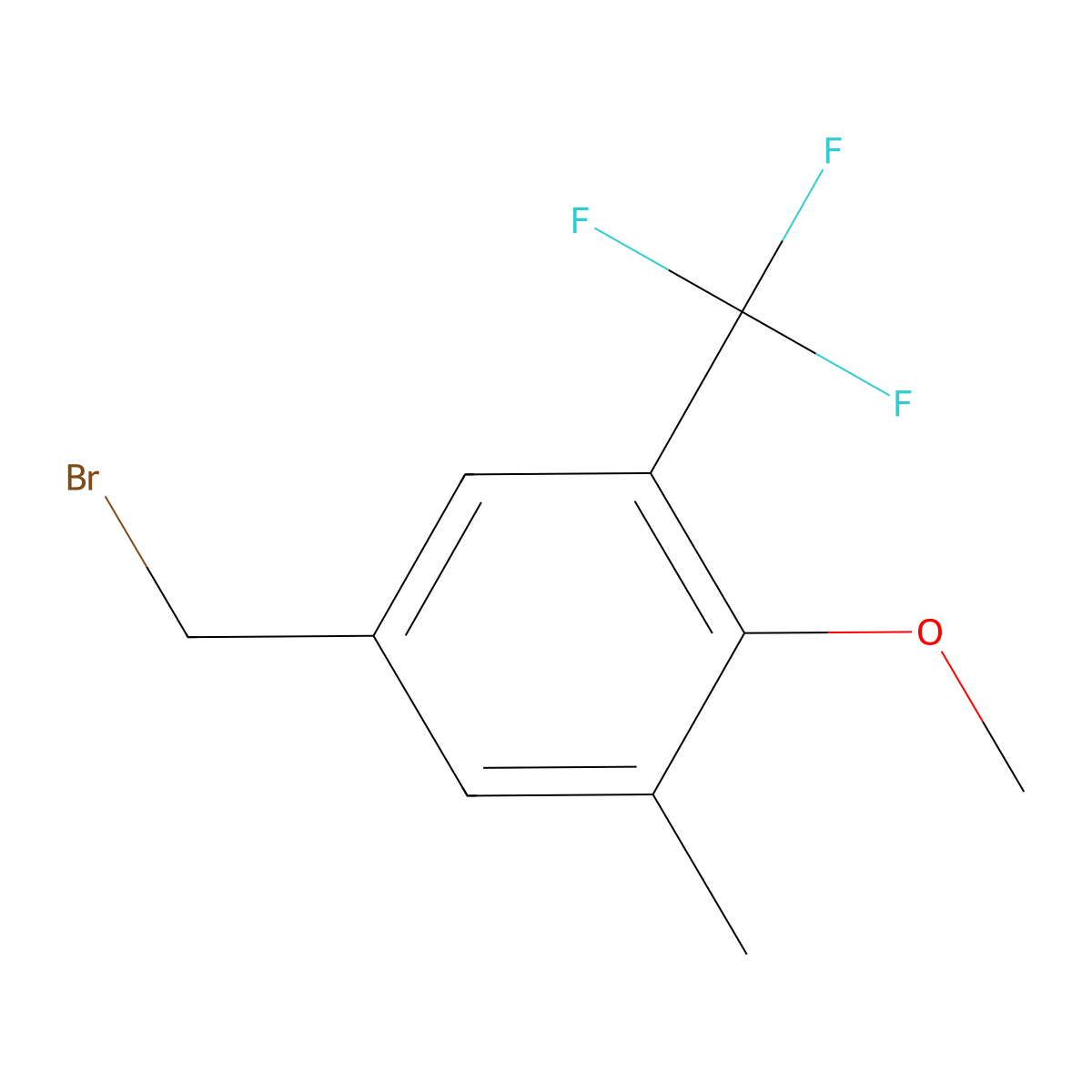 5-(Bromomethyl)-2-methoxy-1-methyl-3-(trifluoromethyl)benzene molecular structure, CAS 1431329-69-9