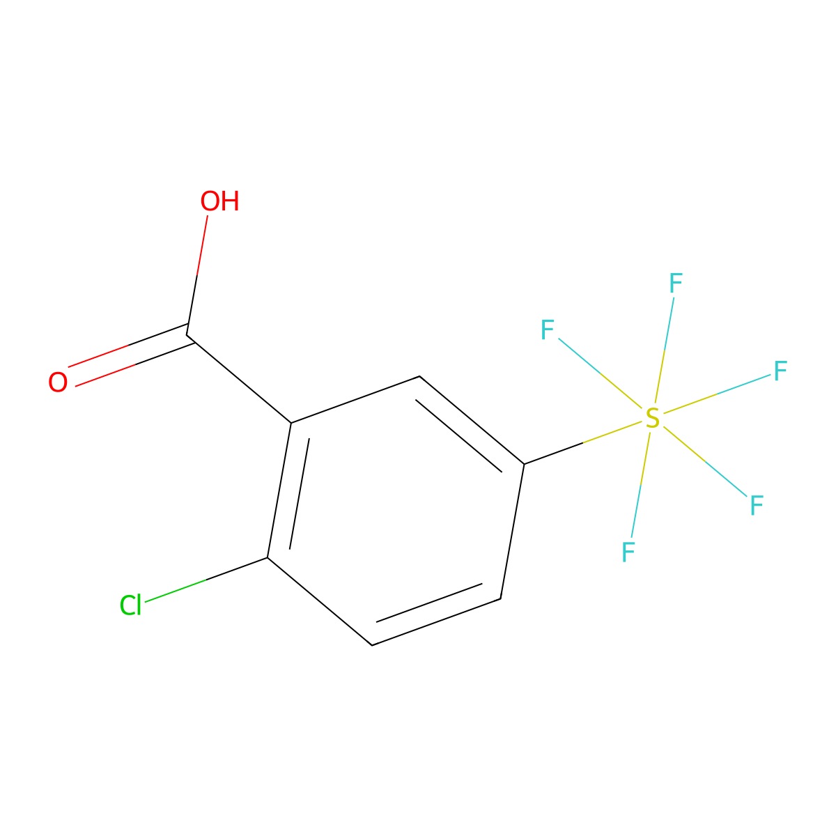 2-Chloro-5-(pentafluorosulfur)benzoic acid molecular structure, CAS 1431329-70-2