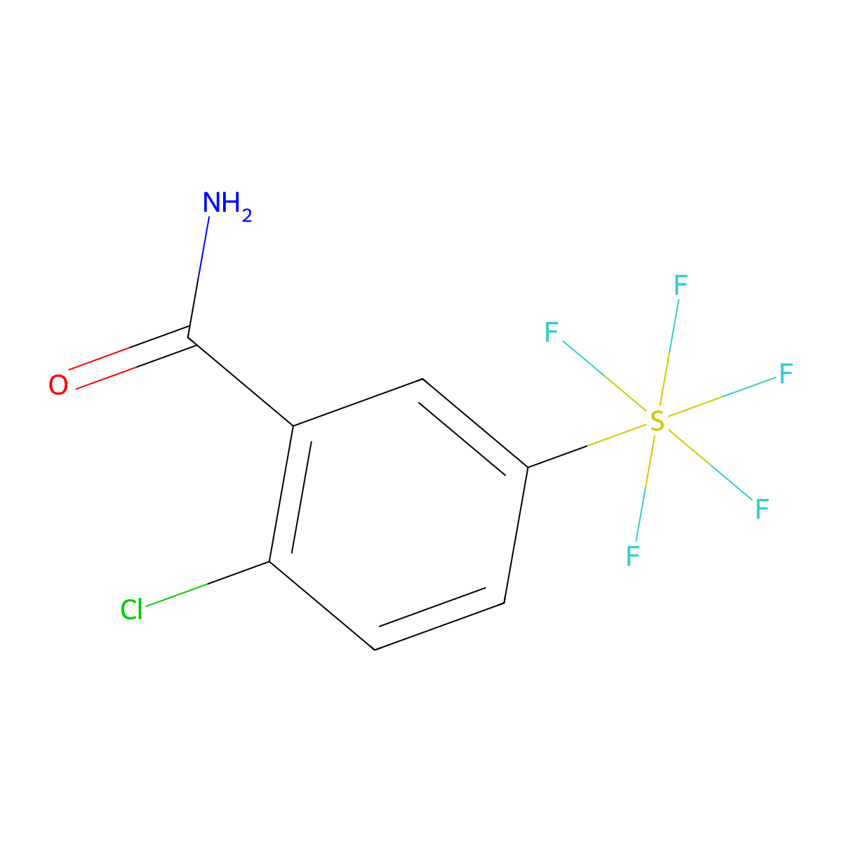 2-Chloro-5-(pentafluorosulfur)benzamide molecular structure, CAS 1431329-71-3
