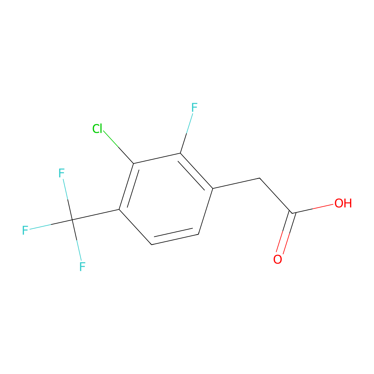 3-Chloro-2-fluoro-4-(trifluoromethyl)phenylacetic acid molecular structure, CAS 1431329-72-4