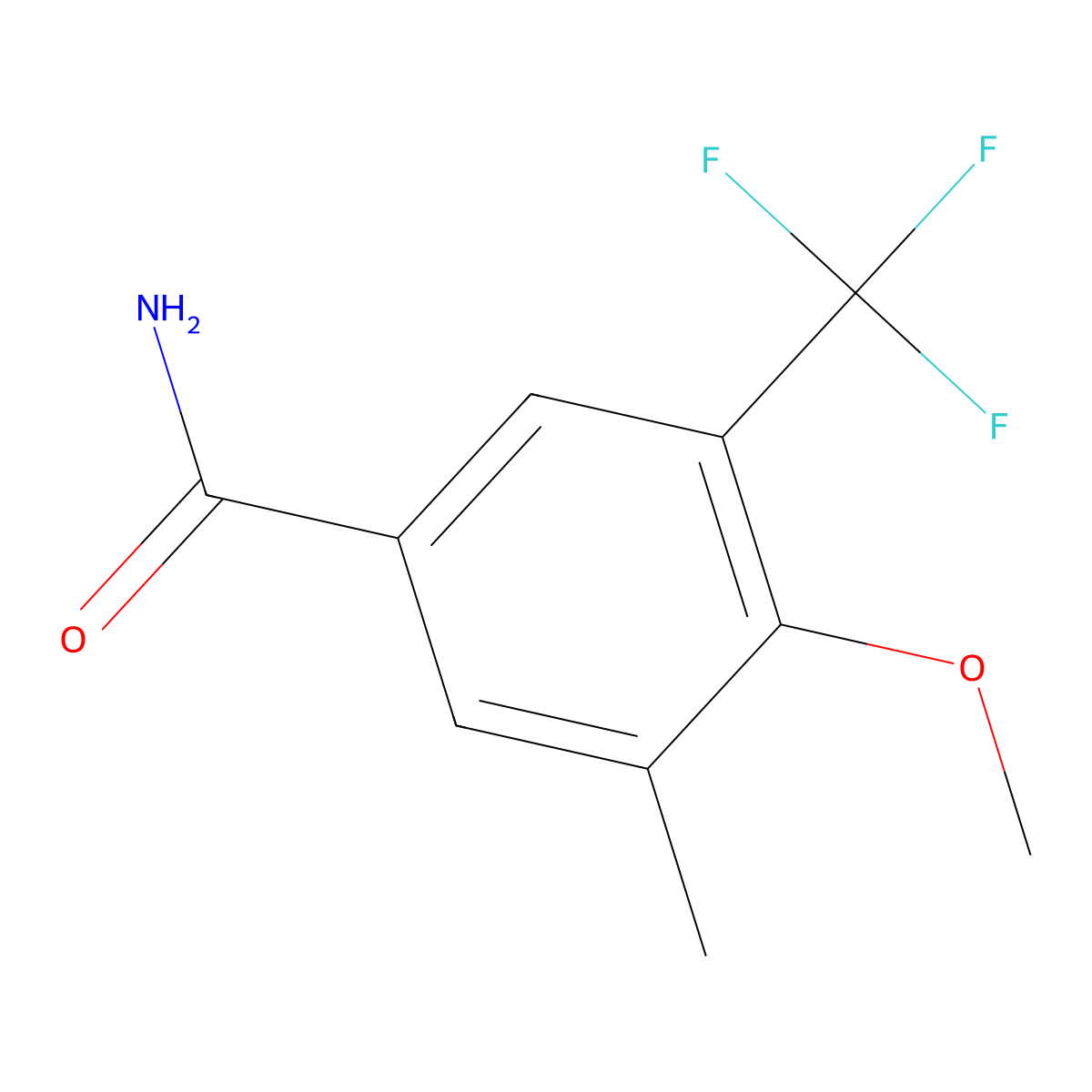 4-Methoxy-3-methyl-5-(trifluoromethyl)benzamide molecular structure, CAS 1431329-75-7