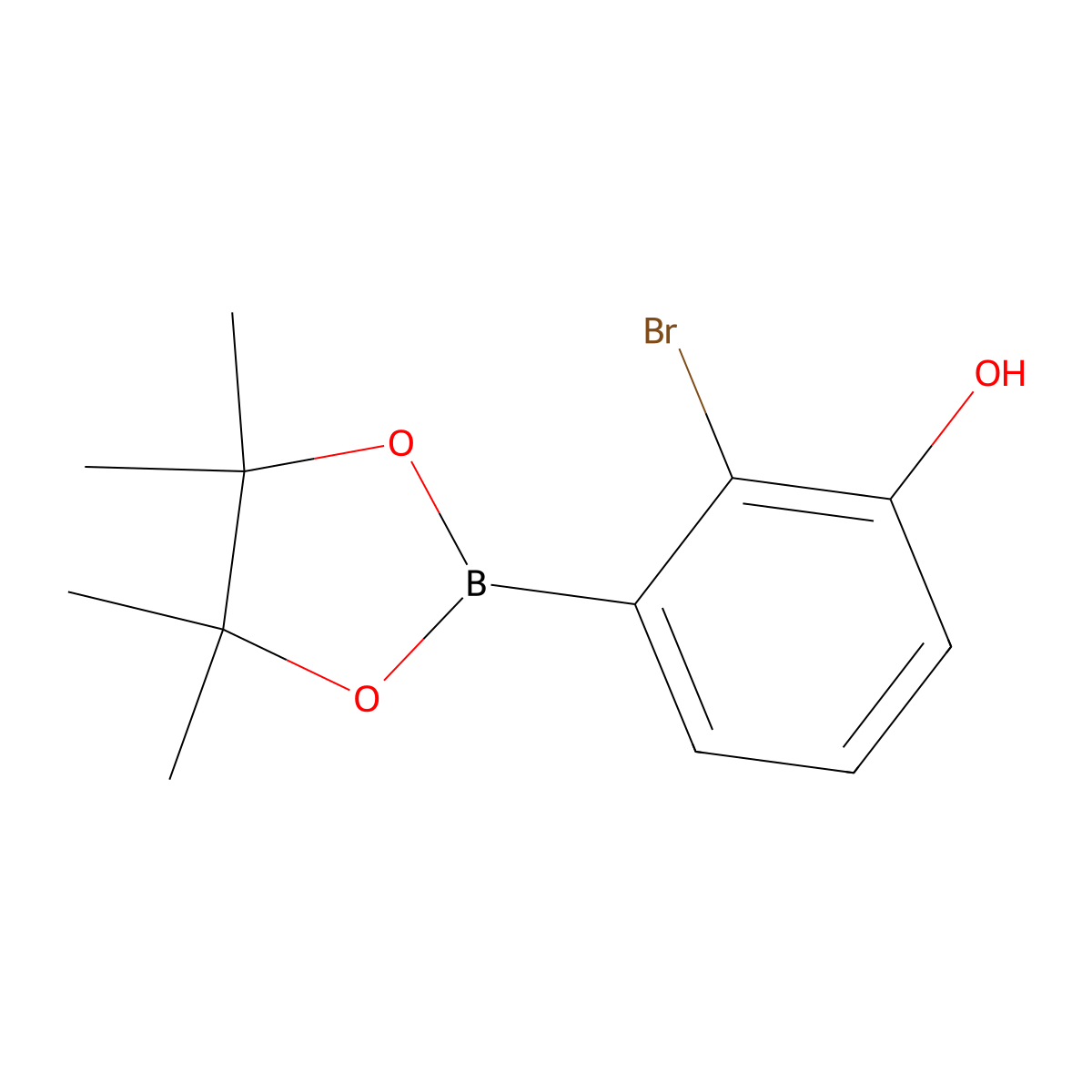 2-Bromo-3-(4,4,5,5-tetramethyl-1,3,2-dioxaborolan-2-YL)phenol molecular structure, CAS 1431330-24-3