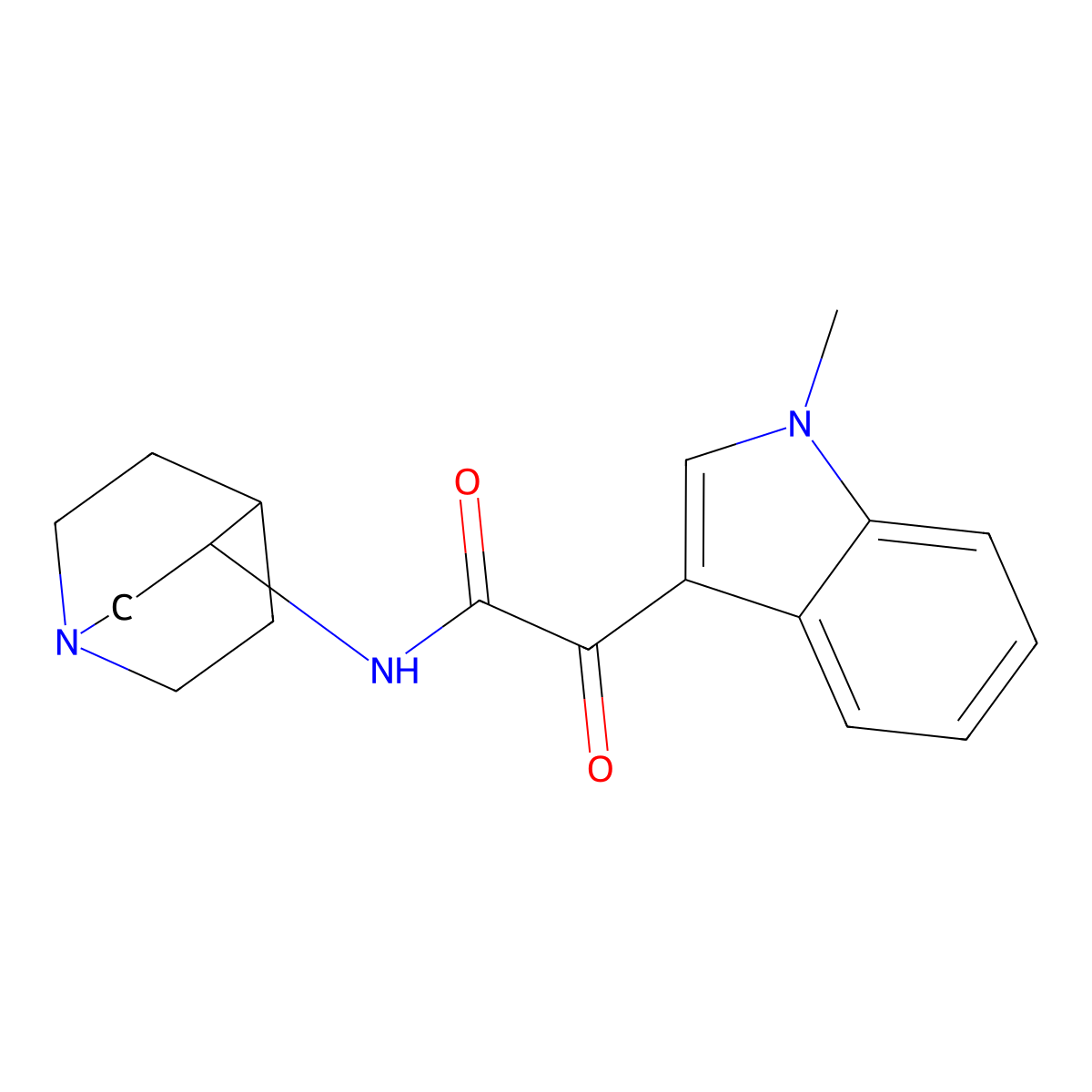 N-[(3R)-1-azabicyclo[2.2.2]octan-3-yl]-2-(1-methyl-3-indolyl)-2-oxoacetamide molecular structure, CAS 143137-37-5
