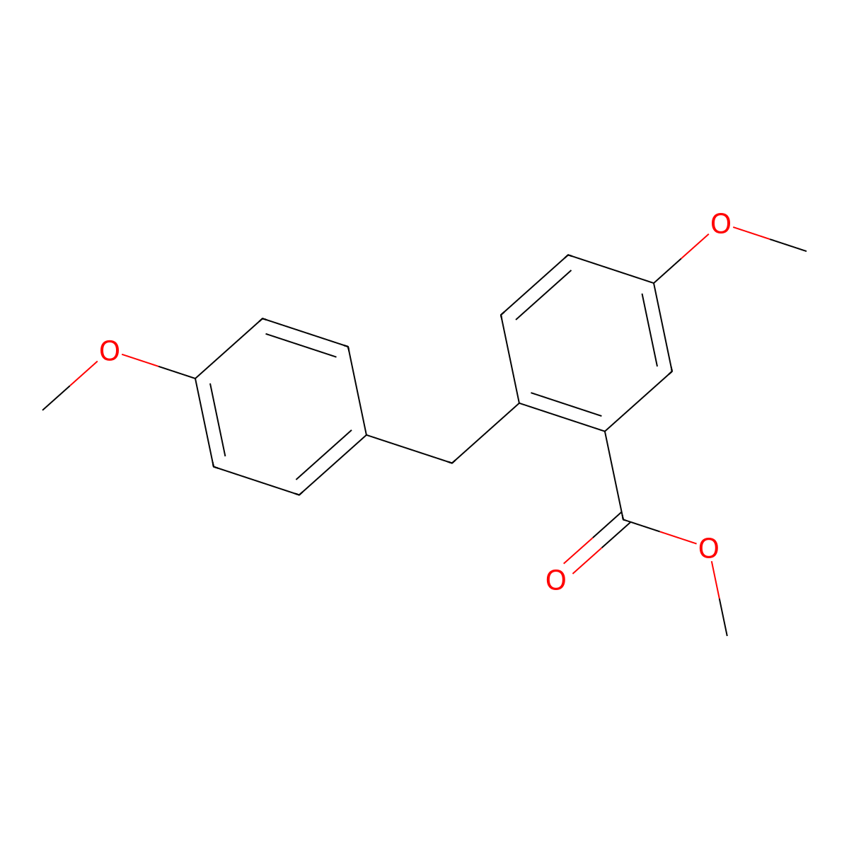 Methyl 5-methoxy-2-(4-methoxybenzyl)benzoate molecular structure, CAS 1431377-48-8