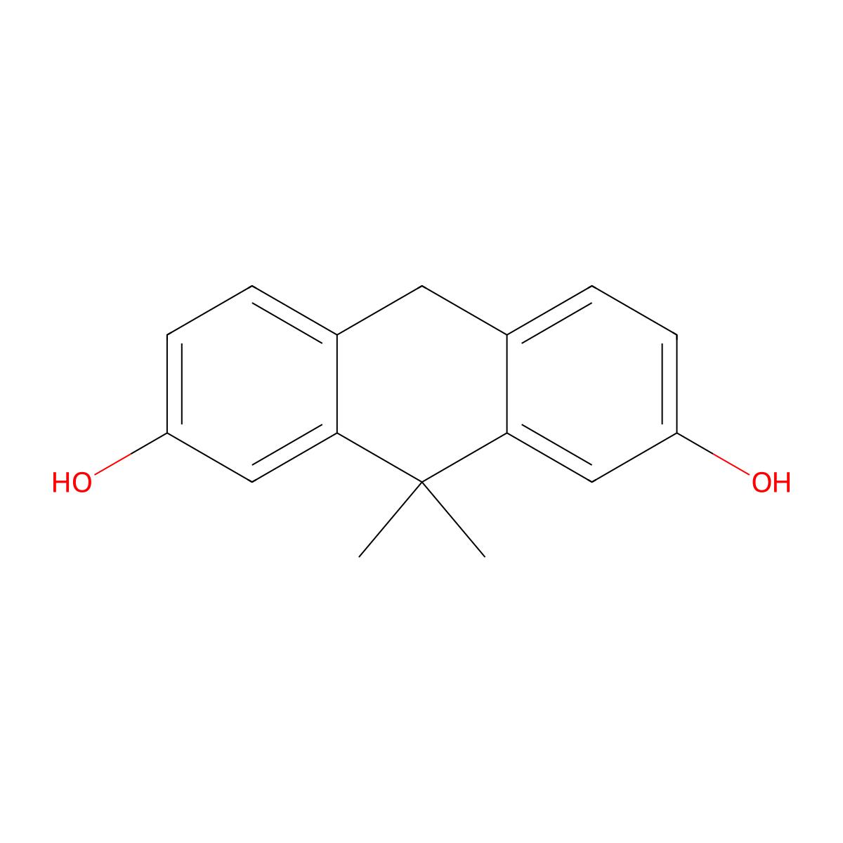 9,9-Dimethyl-9,10-dihydroanthracene-2,7-diol molecular structure, CAS 1431377-51-3