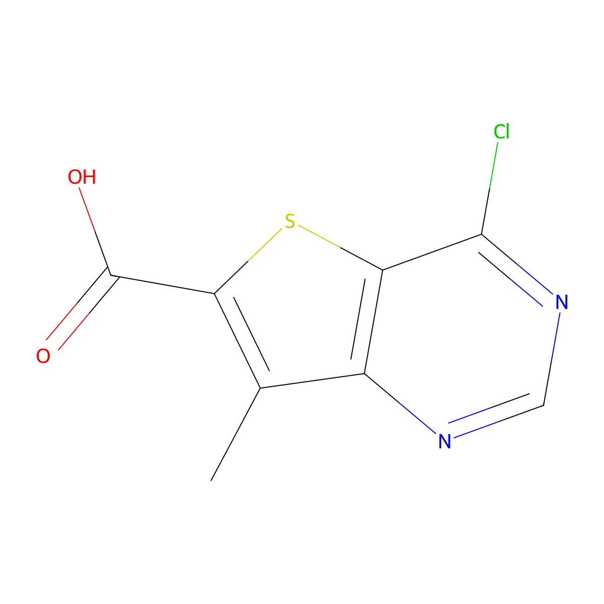4-Chloro-7-methylthieno[3,2-d]pyrimidine-6-carboxylic acid molecular structure, CAS 1431412-39-3