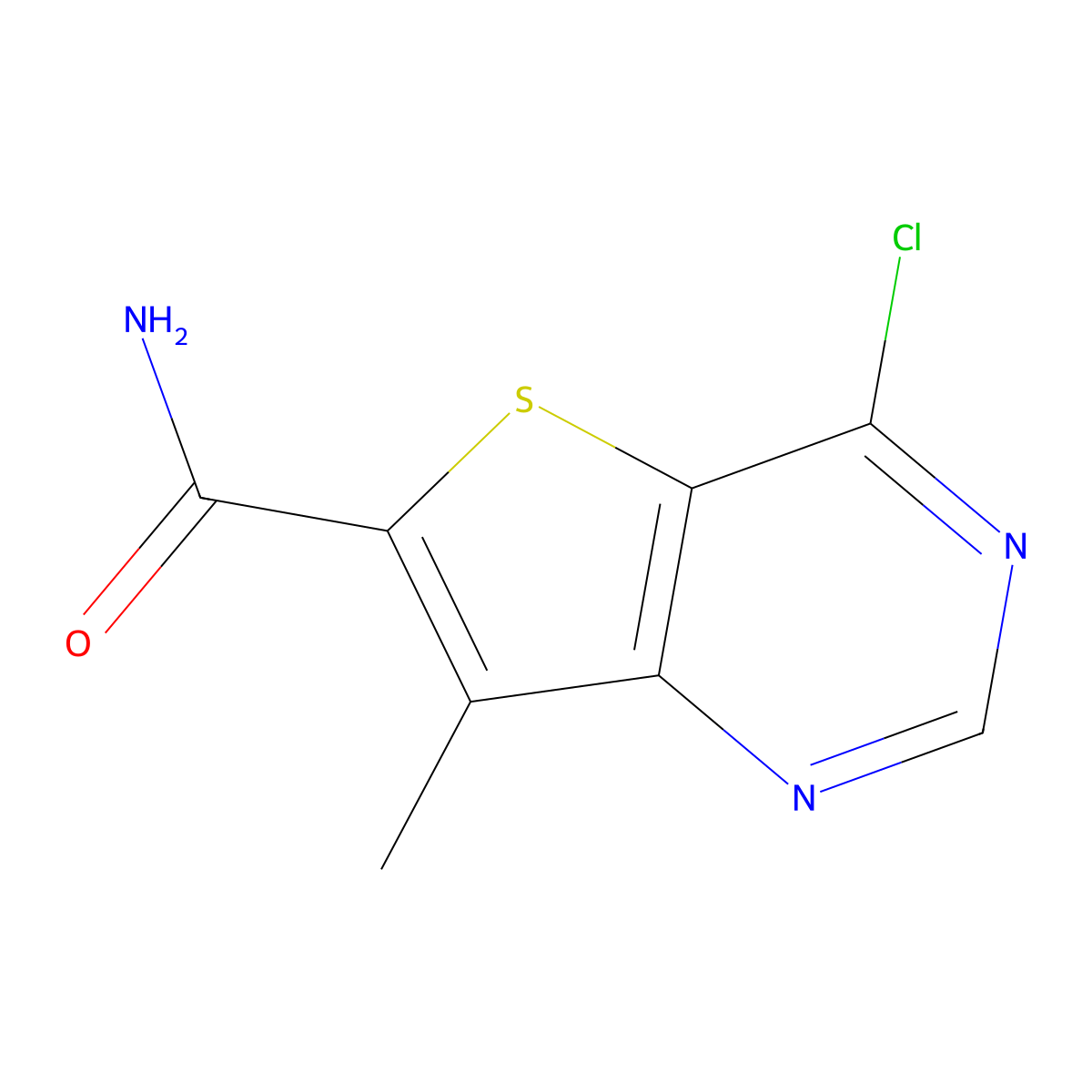 4-Chloro-7-methylthieno[3,2-d]pyrimidine-6-carboxamide molecular structure, CAS 1431412-41-7