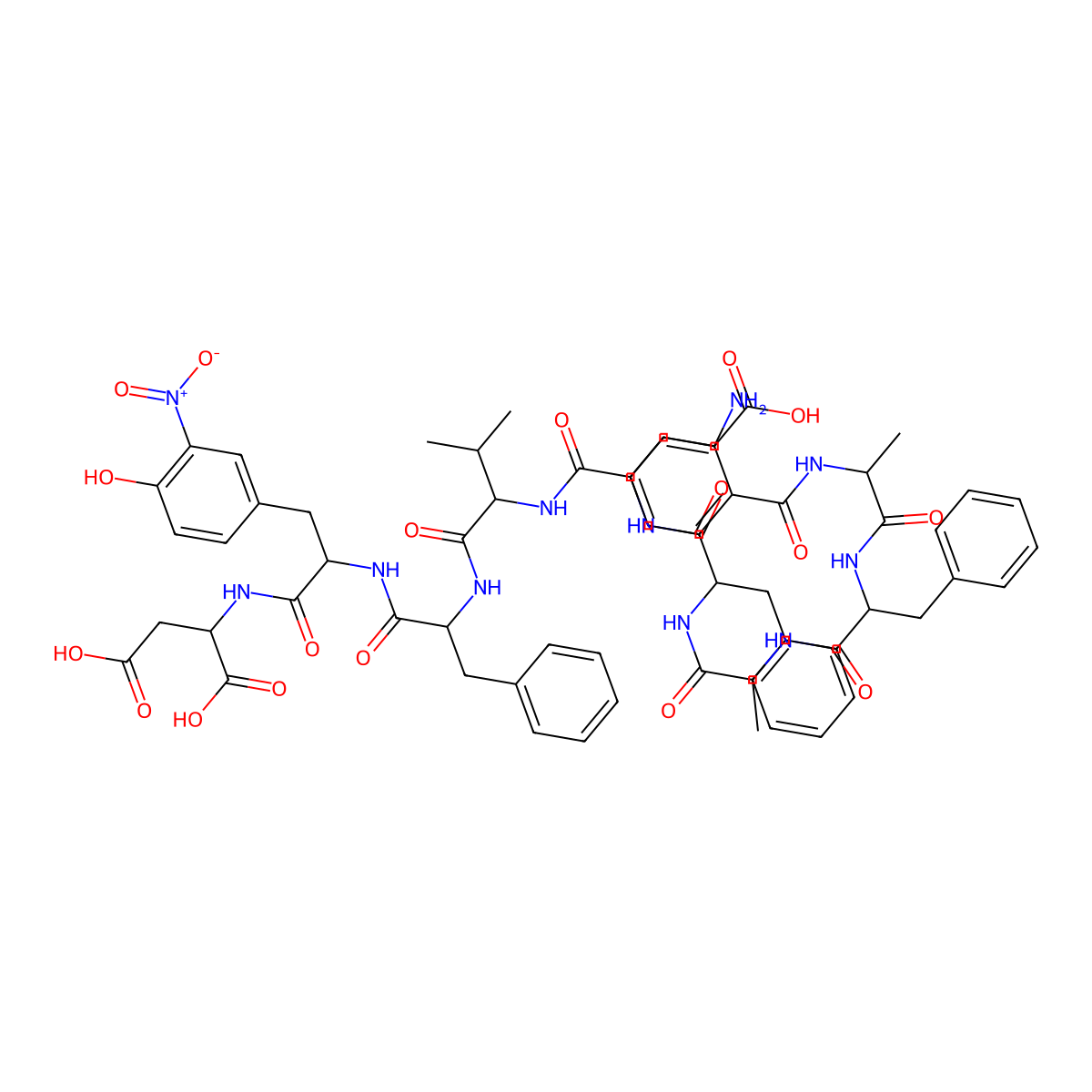 Anthranilyl-Ala-Phe-Ala-Phe-Glu-Val-Phe-nitro-Tyr-Asp molecular structure, CAS 143147-75-5