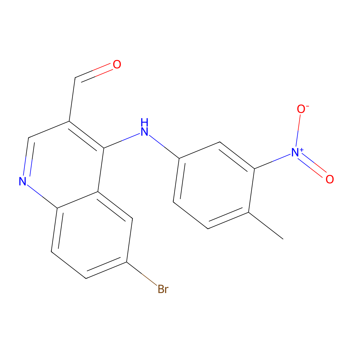 6-Bromo-4-((4-methyl-3-nitrophenyl)amino)quinoline-3-carbaldehyde molecular structure, CAS 1431510-26-7