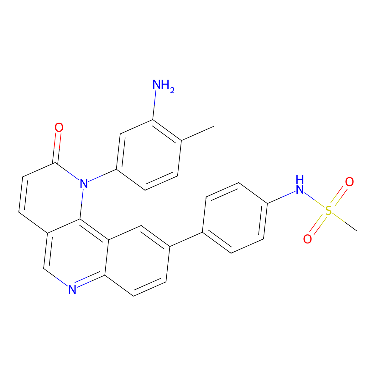 N-(4-(1-(3-amino-4-methylphenyl)-2-oxo-1,2-dihydrobenzo[h][1,6]naphthyridin-9-yl)phenyl)methanesulfonamide molecular structure, CAS 1431510-29-0