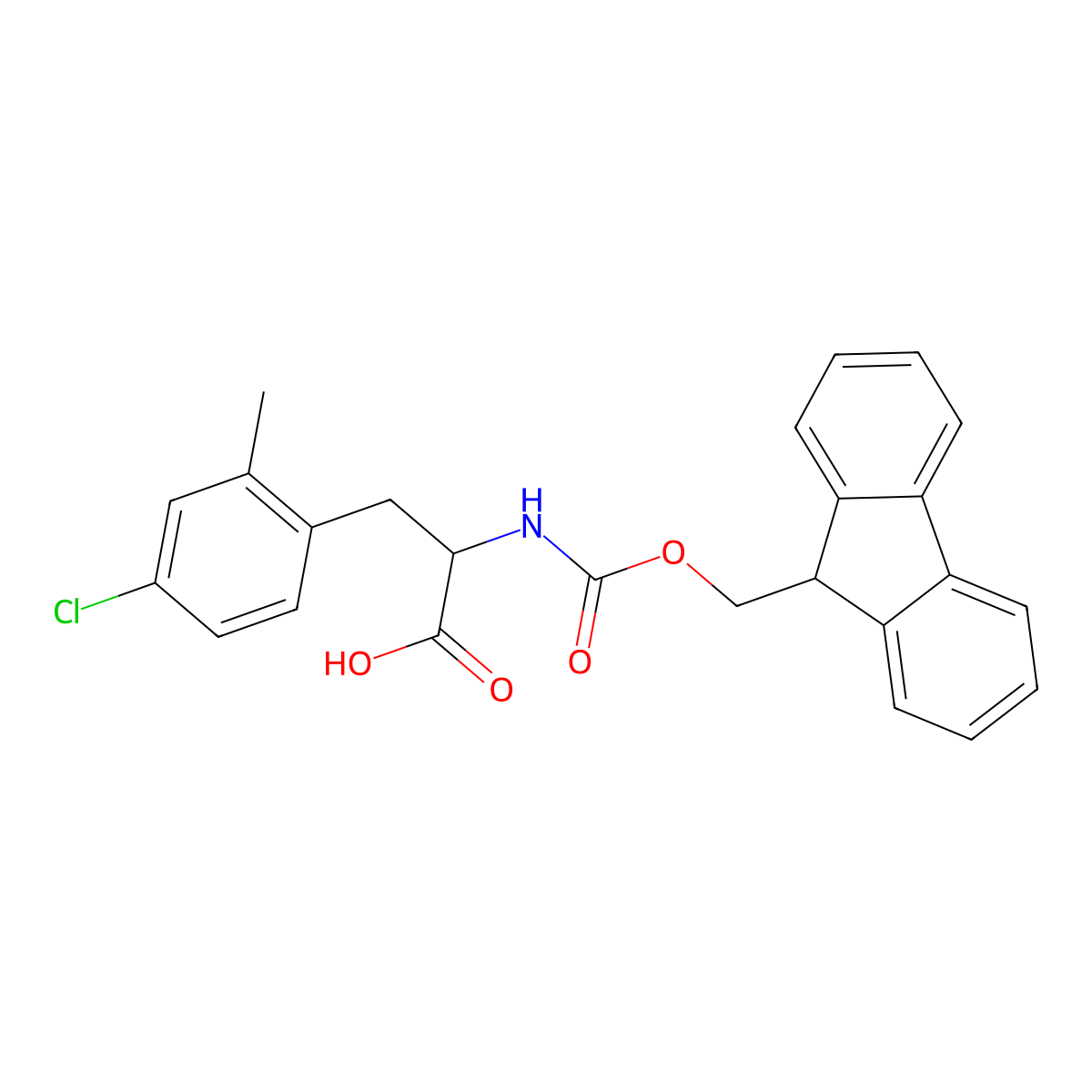 N-Fmoc-2-methyl-4-chloro-L-phenylalanine molecular structure, CAS 1431530-72-1