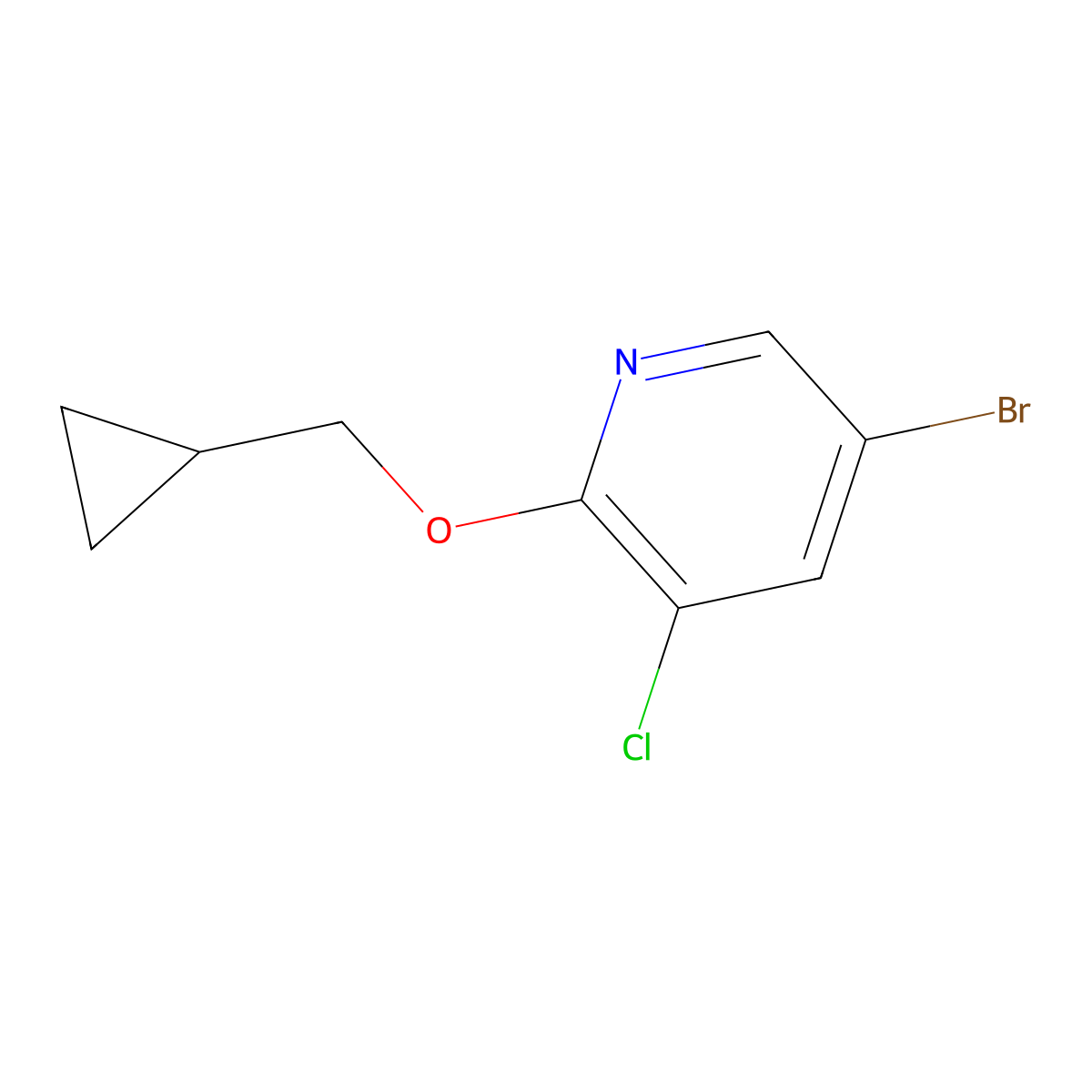 5-Bromo-3-chloro-2-(cyclopropylmethoxy)pyridine molecular structure, CAS 1431532-94-3