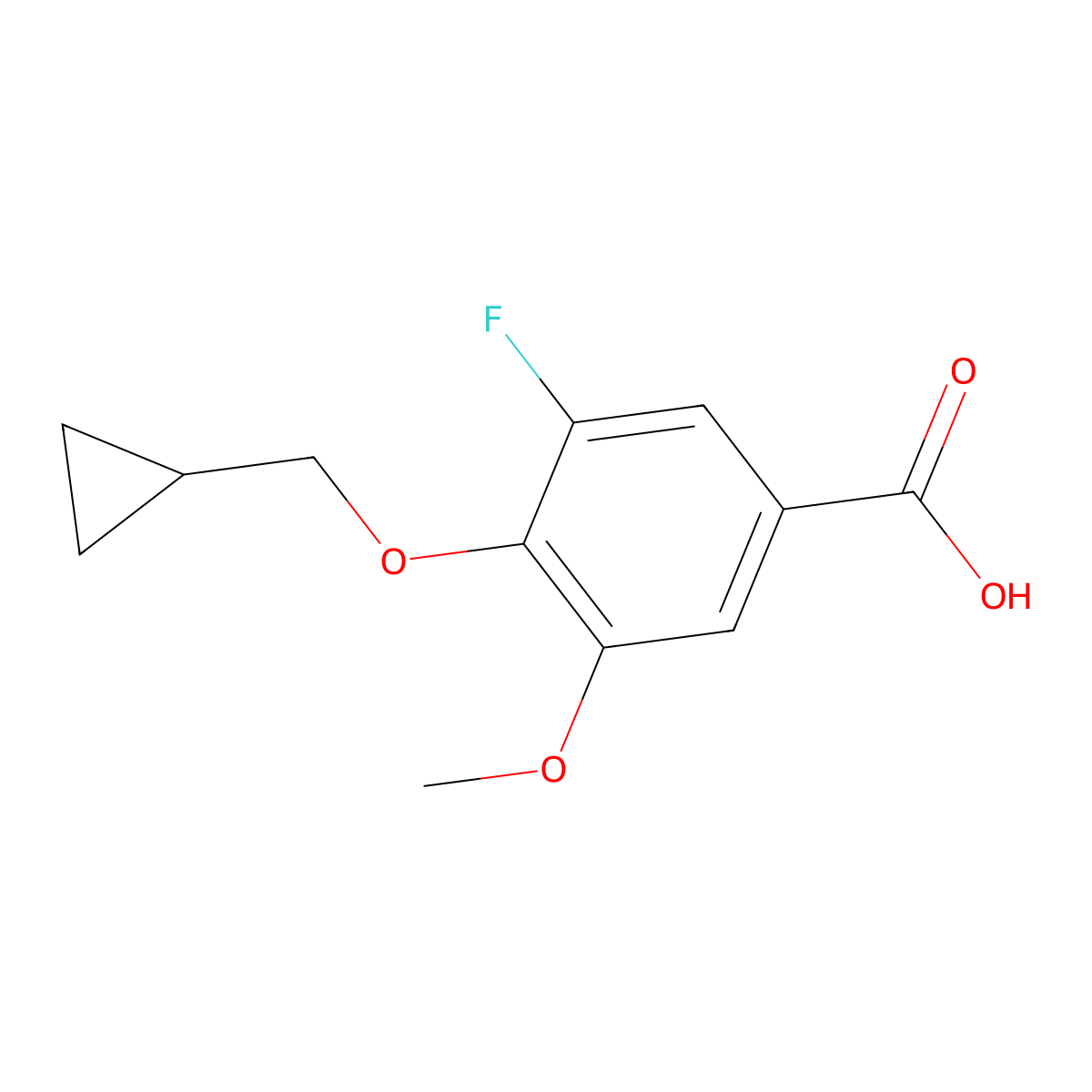4-(cyclopropylmethoxy)-3-fluoro-5-methoxybenzoic Acid molecular structure, CAS 1431533-89-9