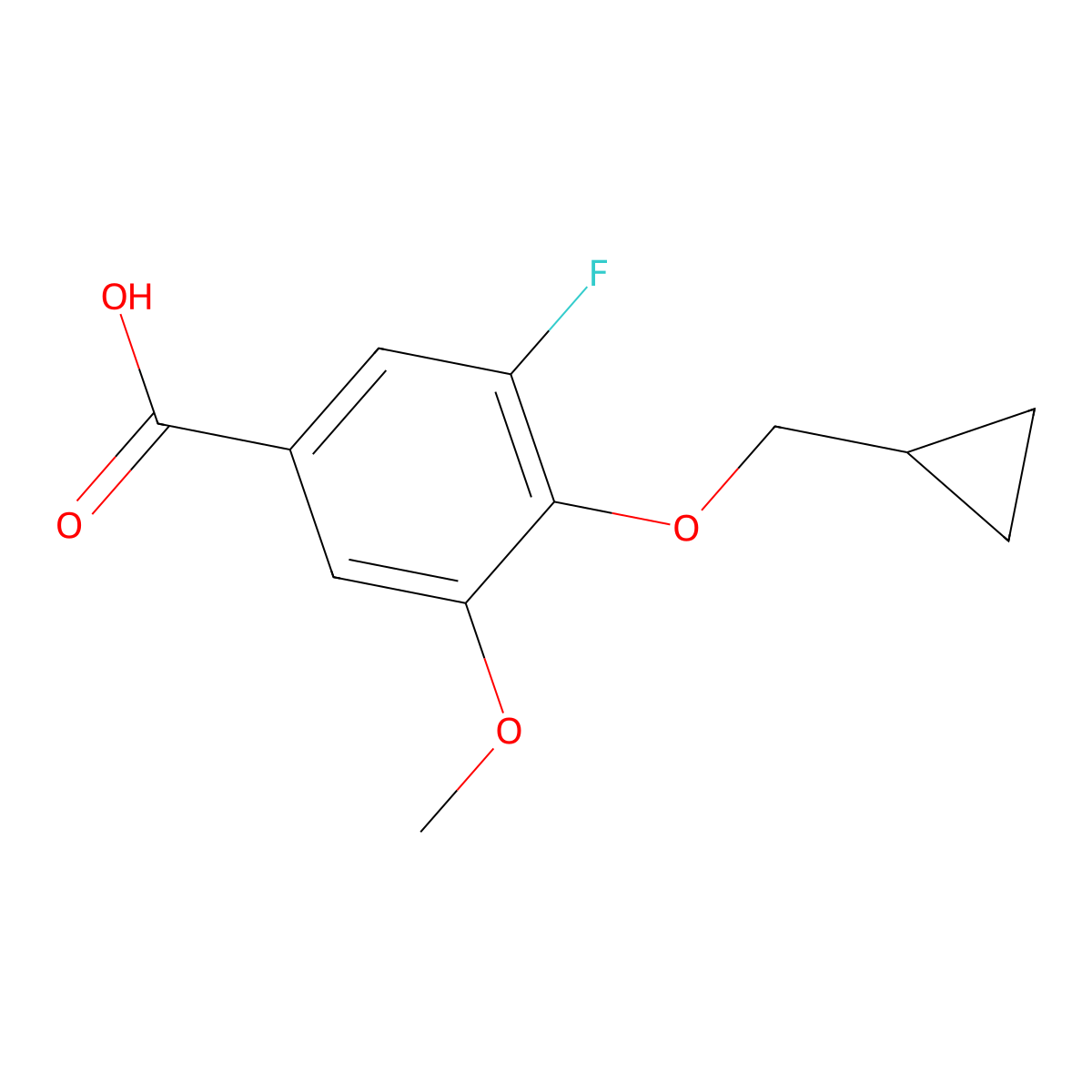 4-(cyclopropylmethoxy)-3-fluoro-5-methoxybenzoic Acid molecular structure, CAS 1431533-89-9