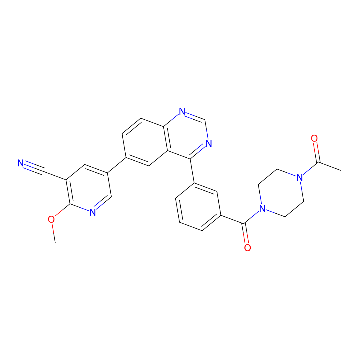 5-{4-[3-(4-Acetylpiperazine-1-Carbonyl)phenyl]quinazolin-6-Yl}-2-Methoxypyridine-3-Carbonitrile molecular structure, CAS 1431540-99-6