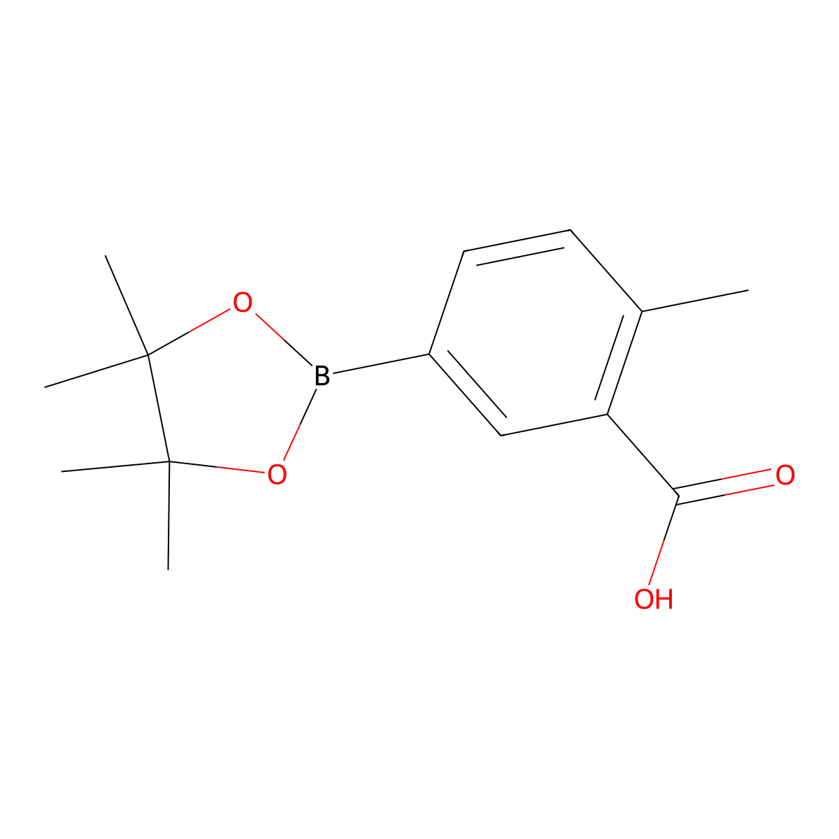 2-Methyl-5-(4,4,5,5-tetramethyl-1,3,2-dioxaborolan-2-yl)benzoic acid molecular structure, CAS 1431542-21-0