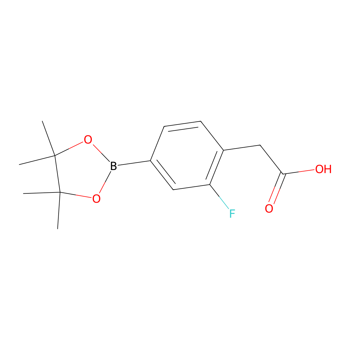 [2-Fluoro-4-(tetramethyl-1,3,2-dioxaborolan-2-yl)phenyl]acetic acid molecular structure, CAS 1431546-20-1