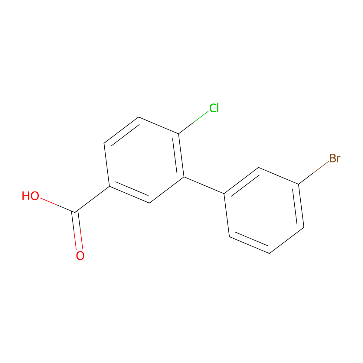 3'-Bromo-6-chloro-[1,1'-biphenyl]-3-carboxylic acid molecular structure, CAS 1431549-02-8