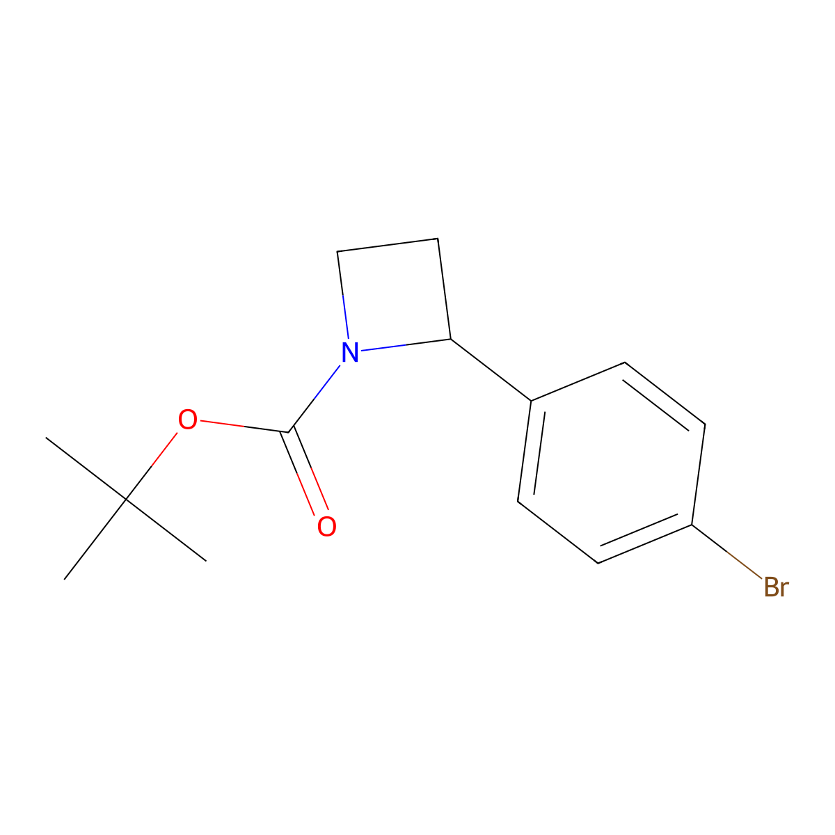 Tert-butyl 2-(4-bromophenyl)azetidine-1-carboxylate molecular structure, CAS 1431551-89-1